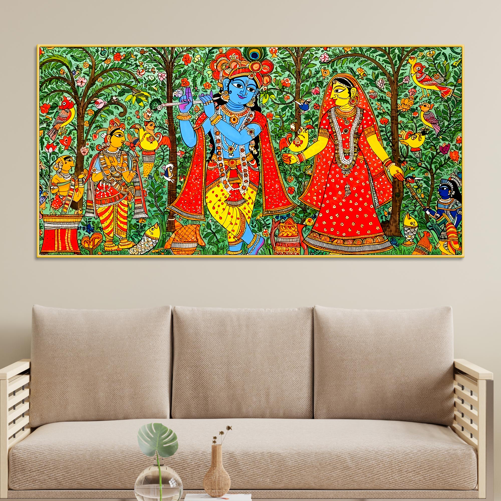 Radha Krishna Wall Painting | Ethnic Home Décor