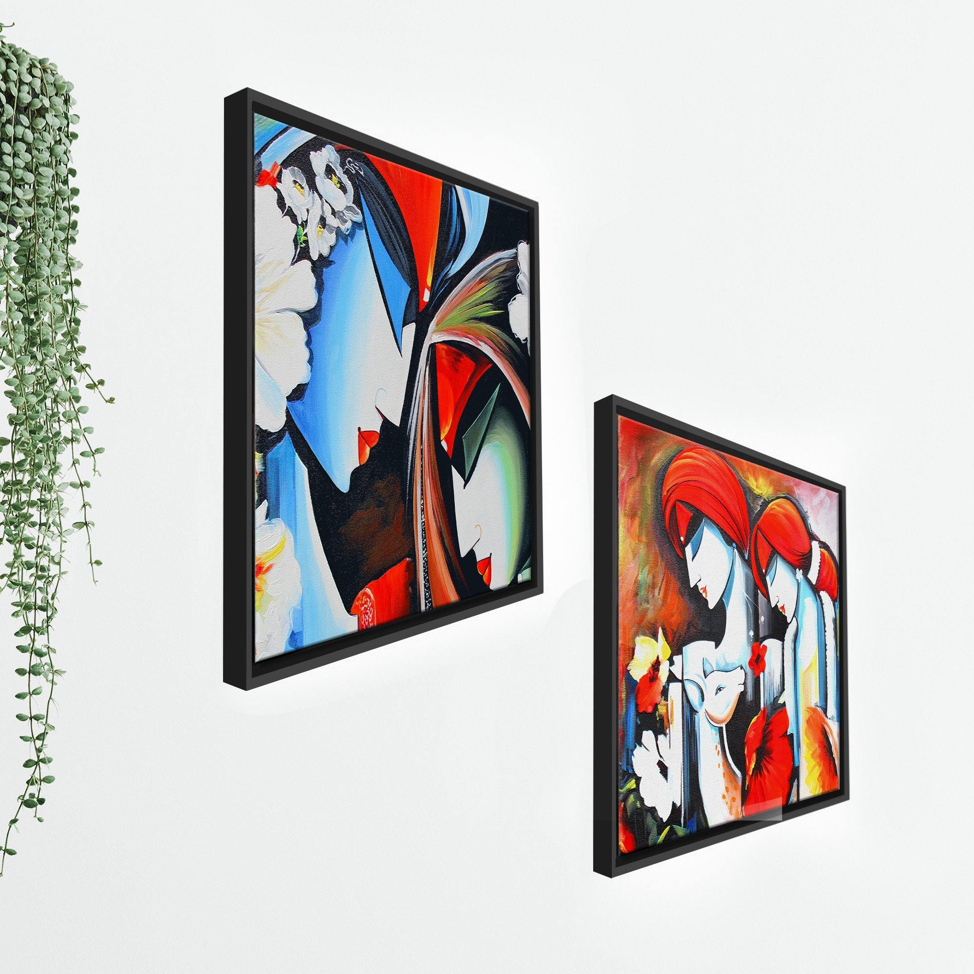 Lord Radha Krishna Floating Canvas 2 Pieces Wall Painting Frame - Image 7