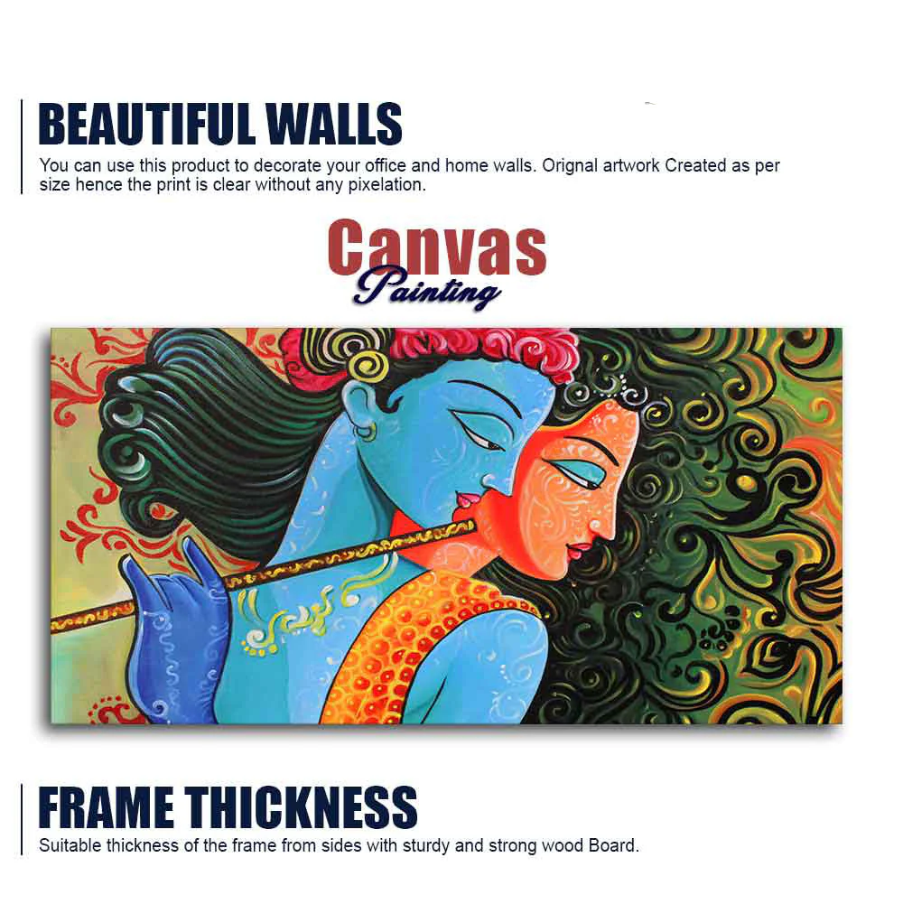 Radha Krishna with Flute Premium Wall Painting - Image 6