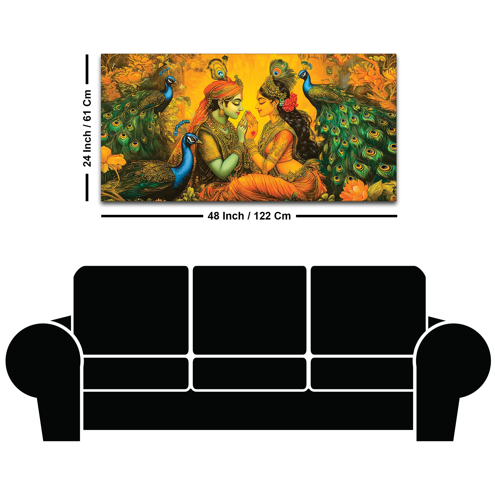 Radha Krishna with Peacock Painting for Home Wall Décor - Image 8