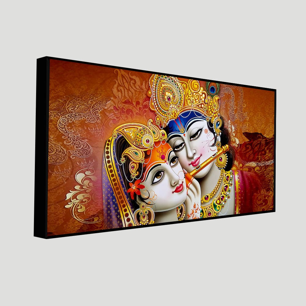 Radha Rani with Krishna Premium Wall Painting - Image 5