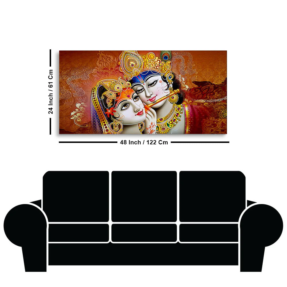 Radha Rani with Krishna Premium Wall Painting - Image 7