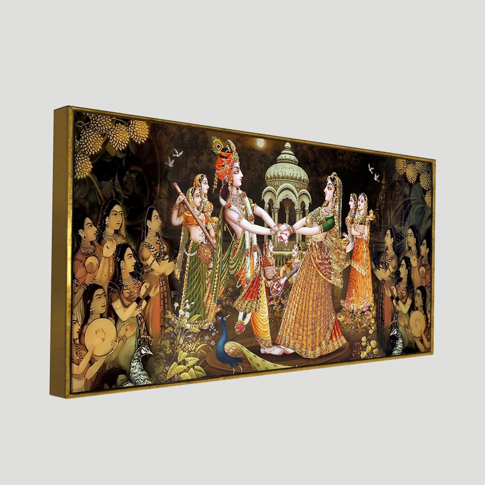 Radhe Krishna and Gopiya Rasleela Canvas Wall Painting - Image 5