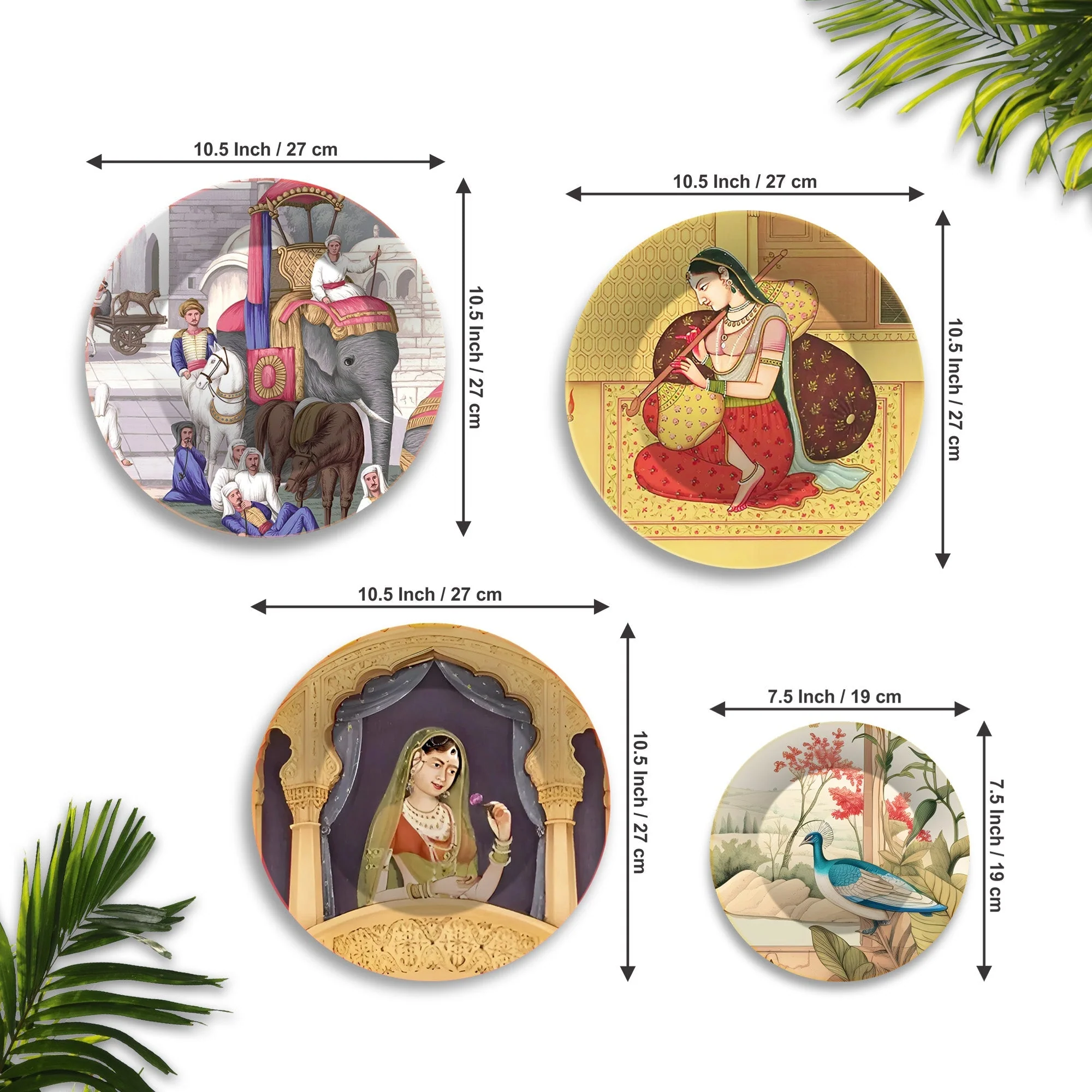 Ragini Patamanjari Mughal Art Wall Plates Painting Set of Four - Image 6