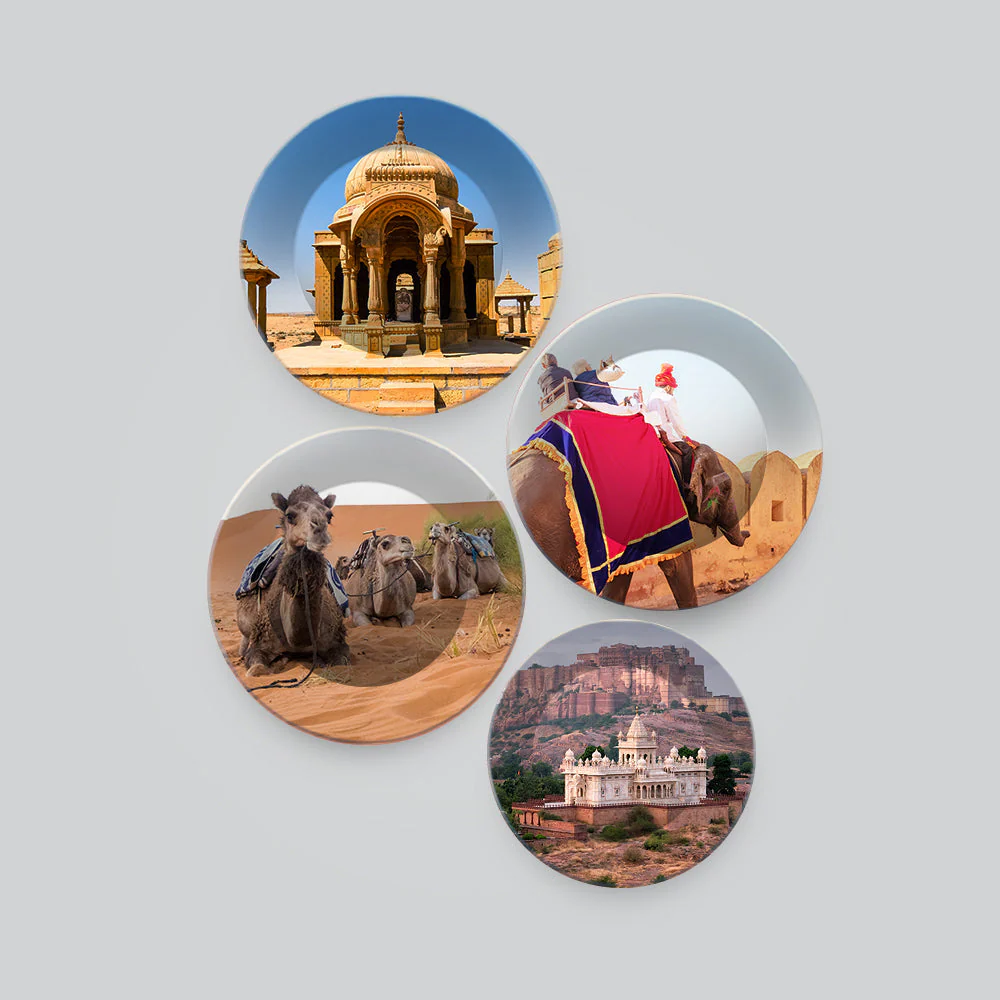 Rajasthani Famous Places Art Wall Plates Set of 4 - Image 4