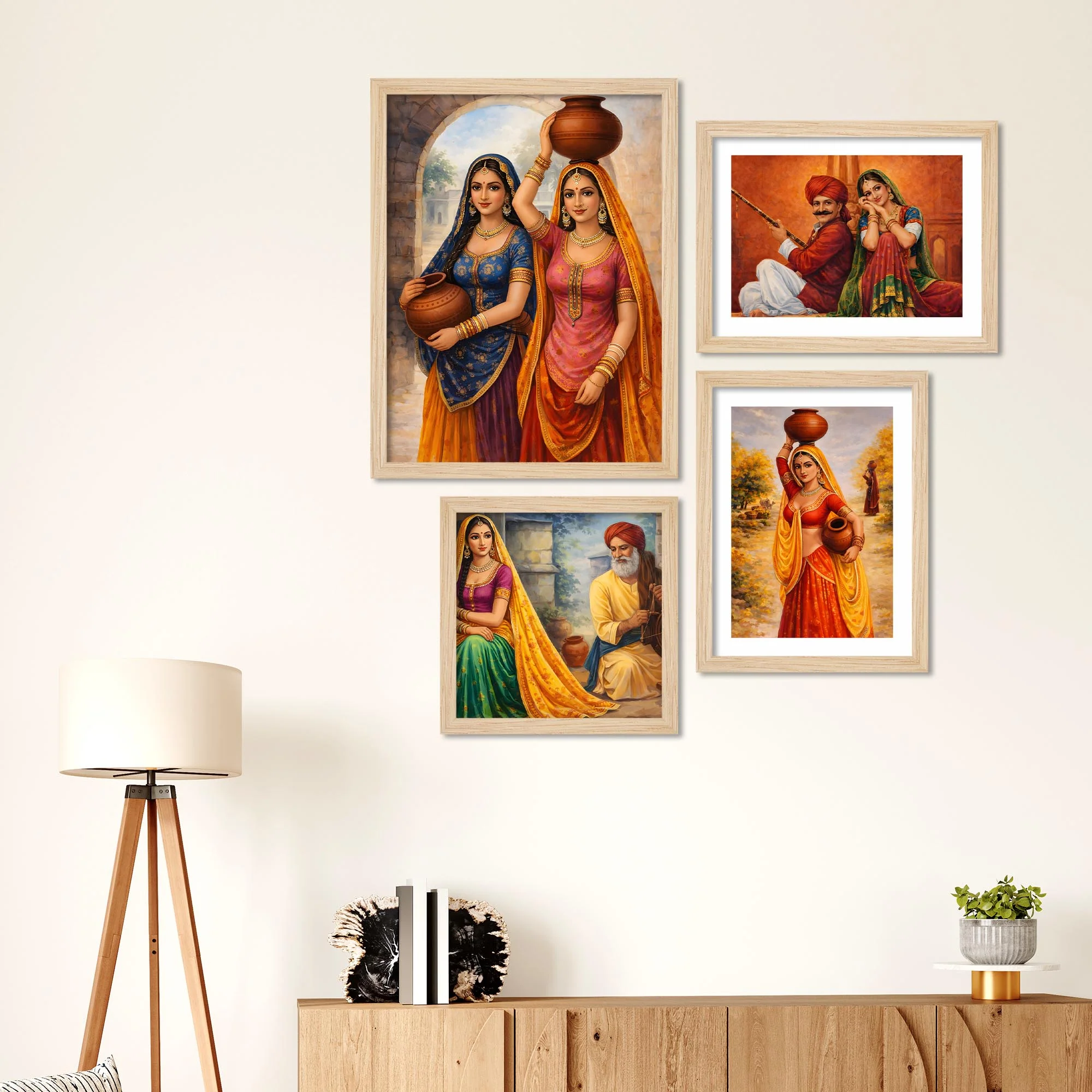 Rajasthani Rural Life Wall Frame Set of Four - Image 3