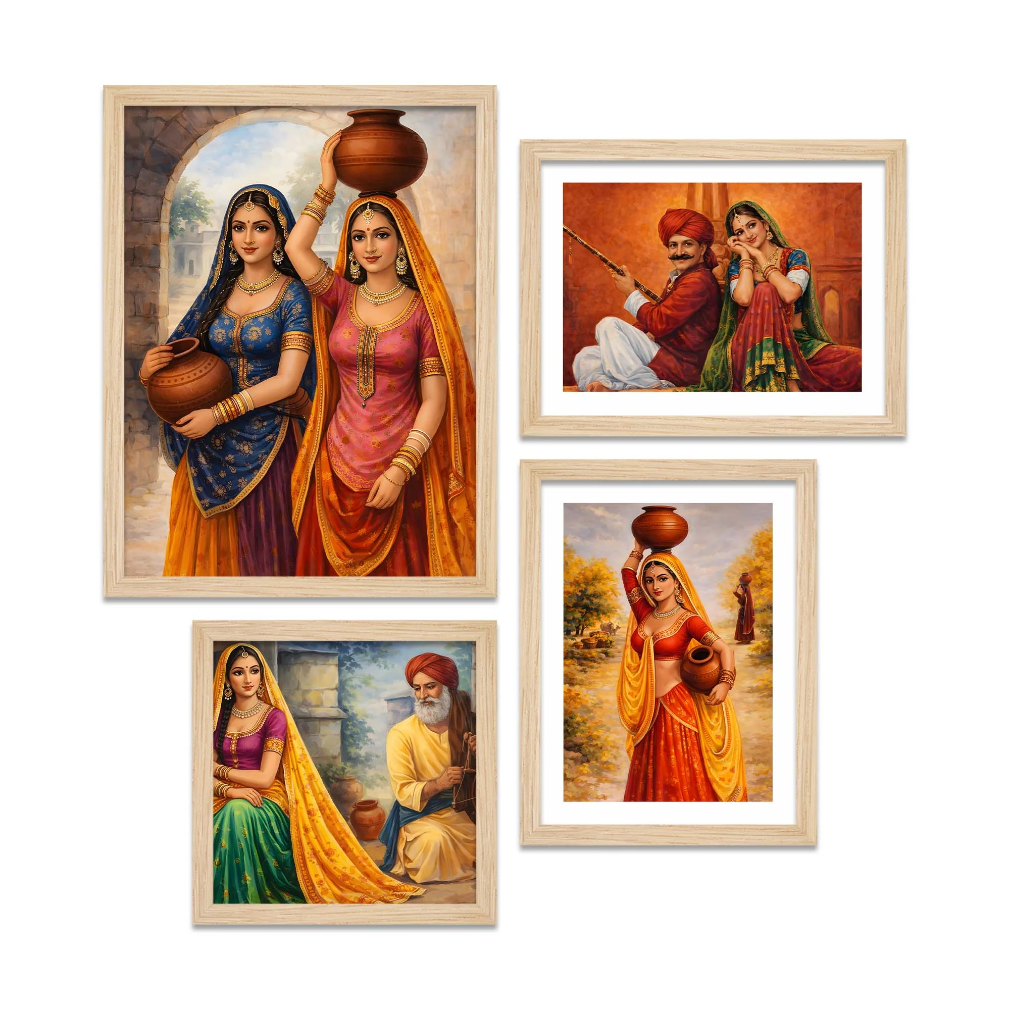 Rajasthani Rural Life Wall Frame Set of Four - Image 4