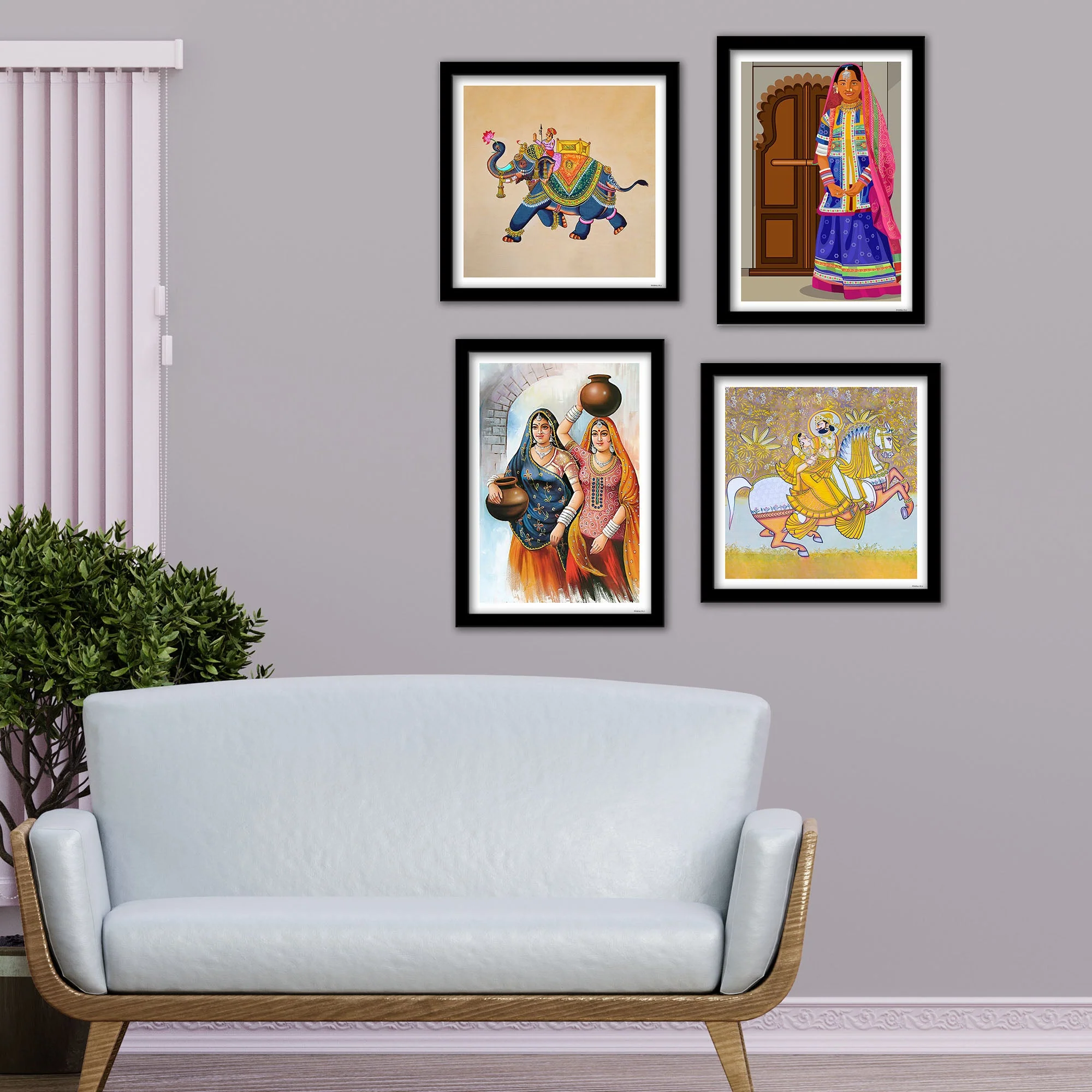 Rajasthani Women Art Premium Wall Frame Set of Four - Image 2