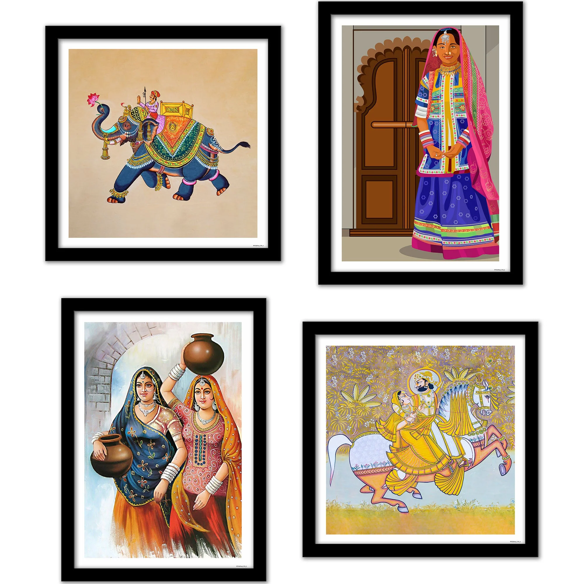 Rajasthani Women Art Premium Wall Frame Set of Four - Image 3
