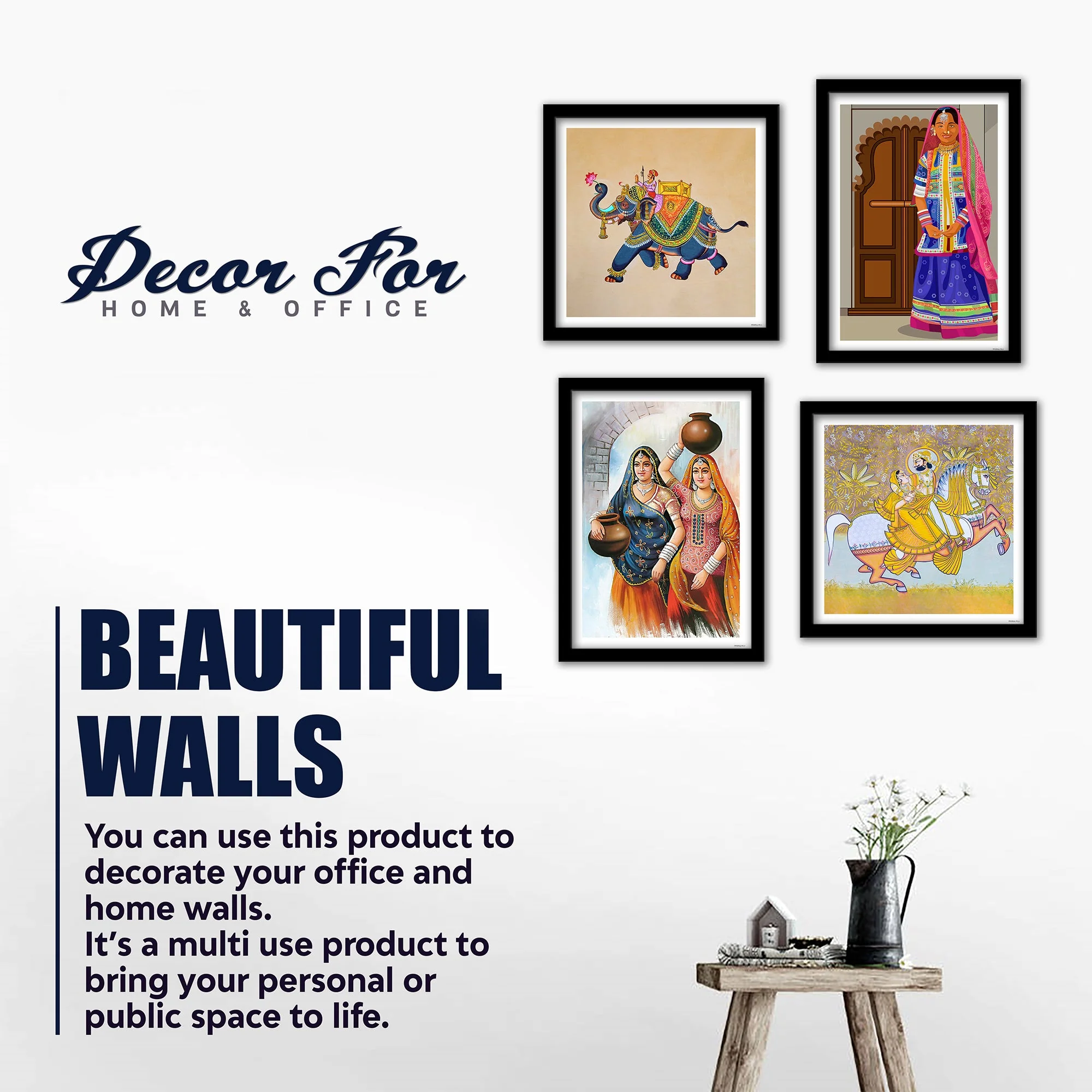 Rajasthani Women Art Premium Wall Frame Set of Four - Image 4