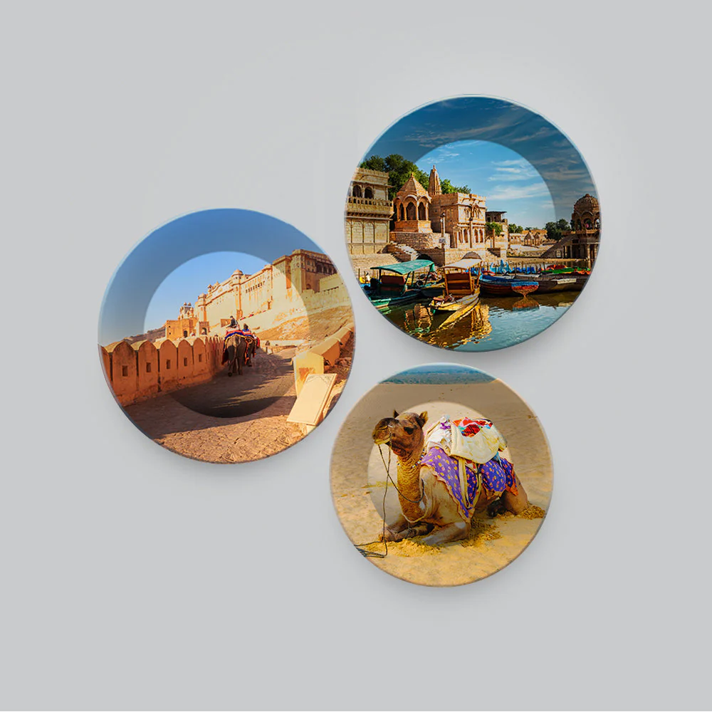 Rajasthan's Monuments Art Wall Plates Set of 3 - Image 4