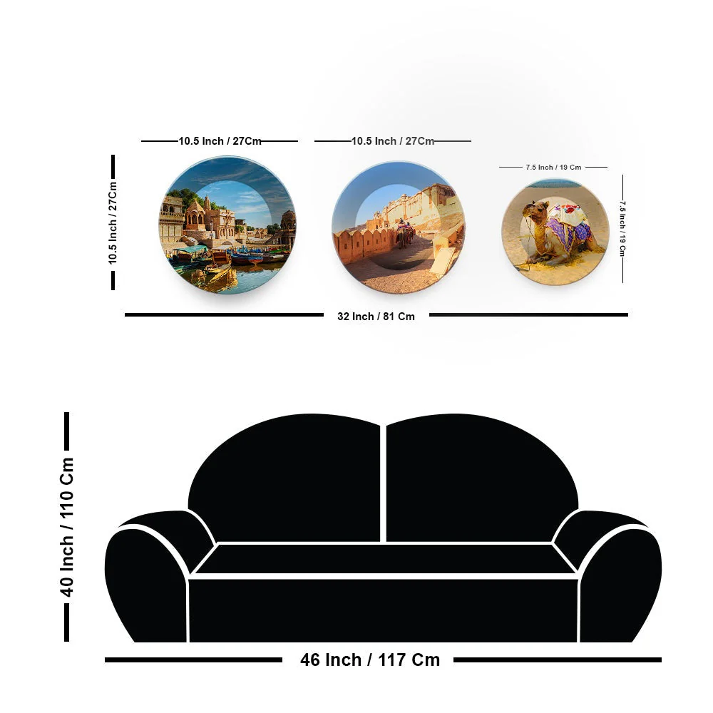 Rajasthan's Monuments Art Wall Plates Set of 3 - Image 6