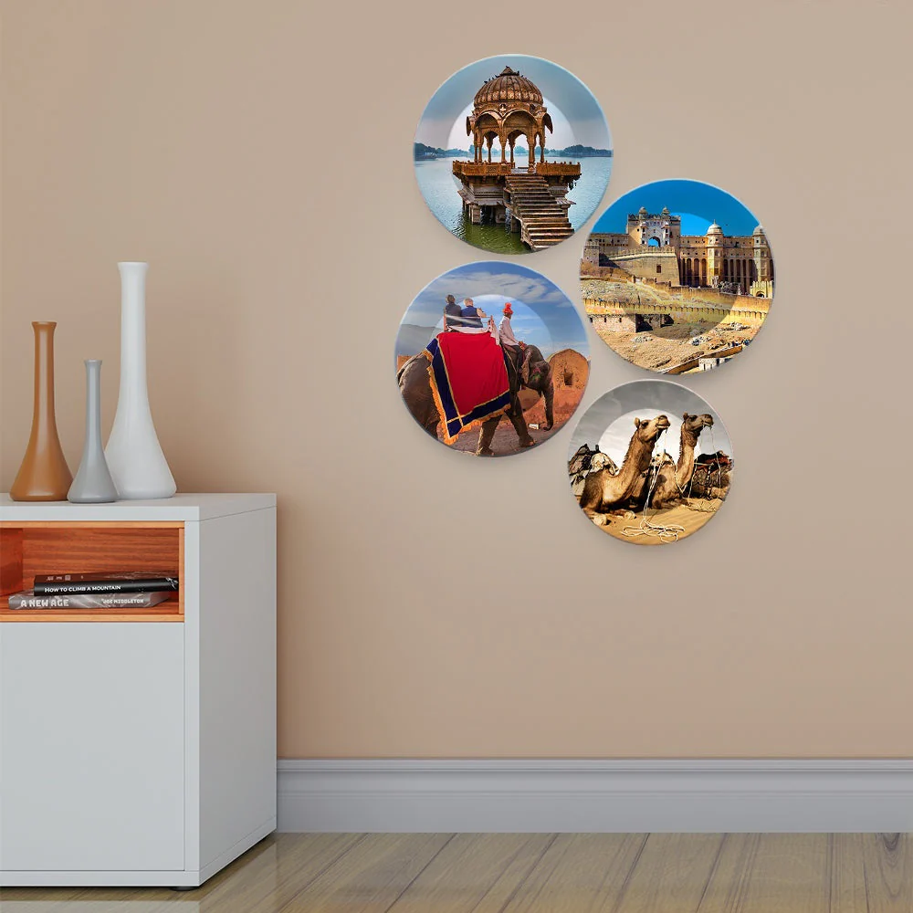 Rajasthan's Monuments Art Wall Plates Set of 4 - Image 2