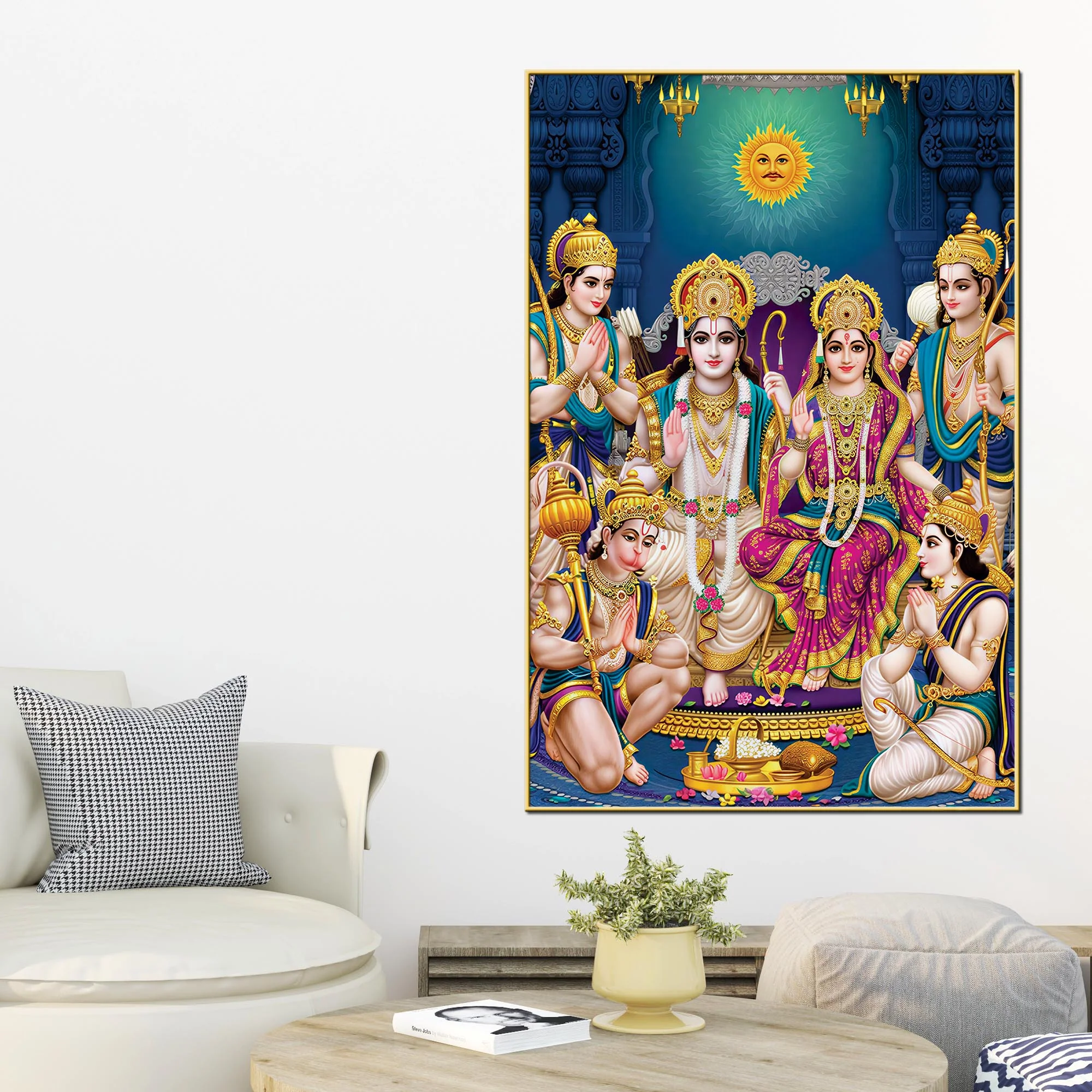 Ram Darbar Religious Canvas Painting | Hindu Spiritual Wall Art - Image 2