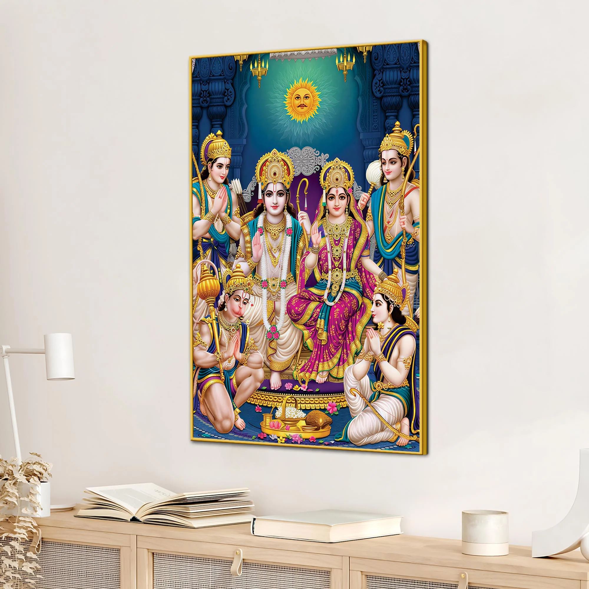 Ram Darbar Religious Canvas Painting | Hindu Spiritual Wall Art - Image 3