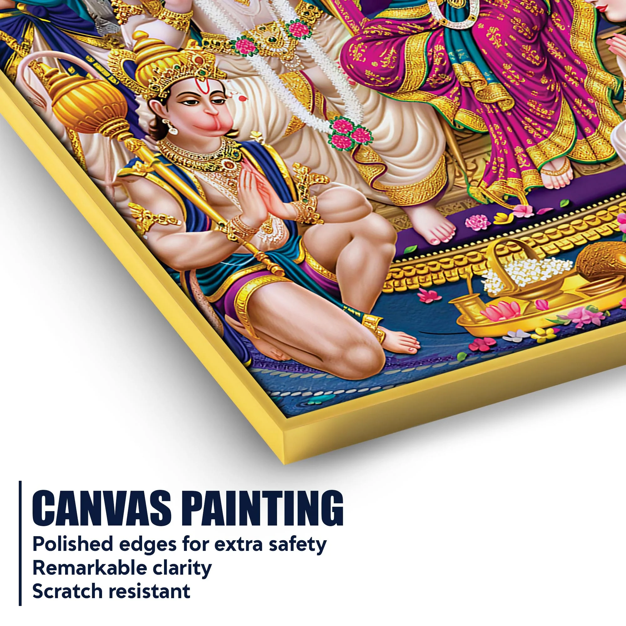 Ram Darbar Religious Canvas Painting | Hindu Spiritual Wall Art - Image 4