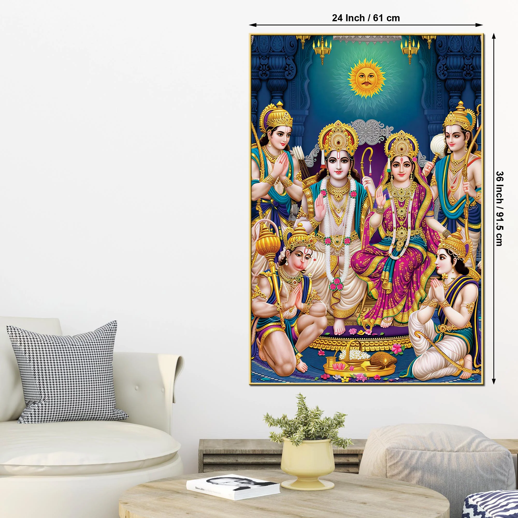 Ram Darbar Religious Canvas Painting | Hindu Spiritual Wall Art - Image 5