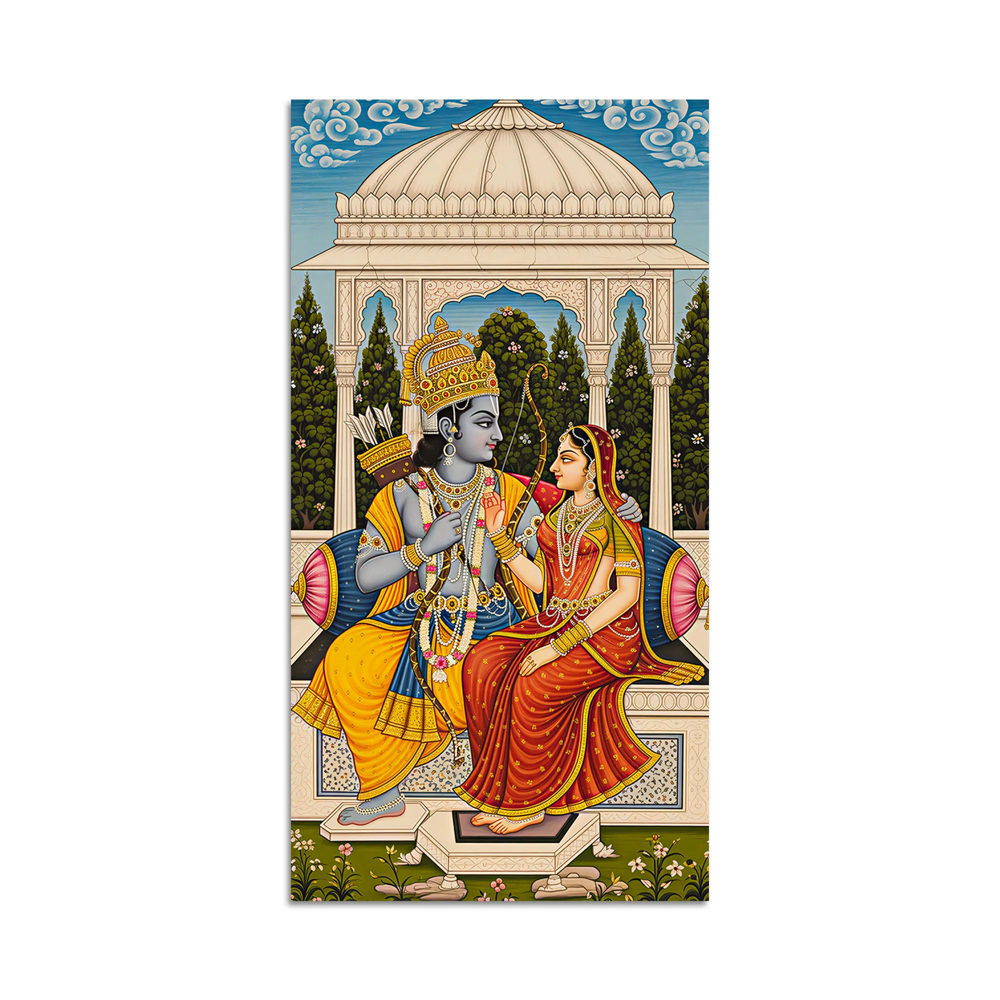 Ram Sita Sitting Together Canvas Wall Painting | Spiritual Home Decor - Image 4