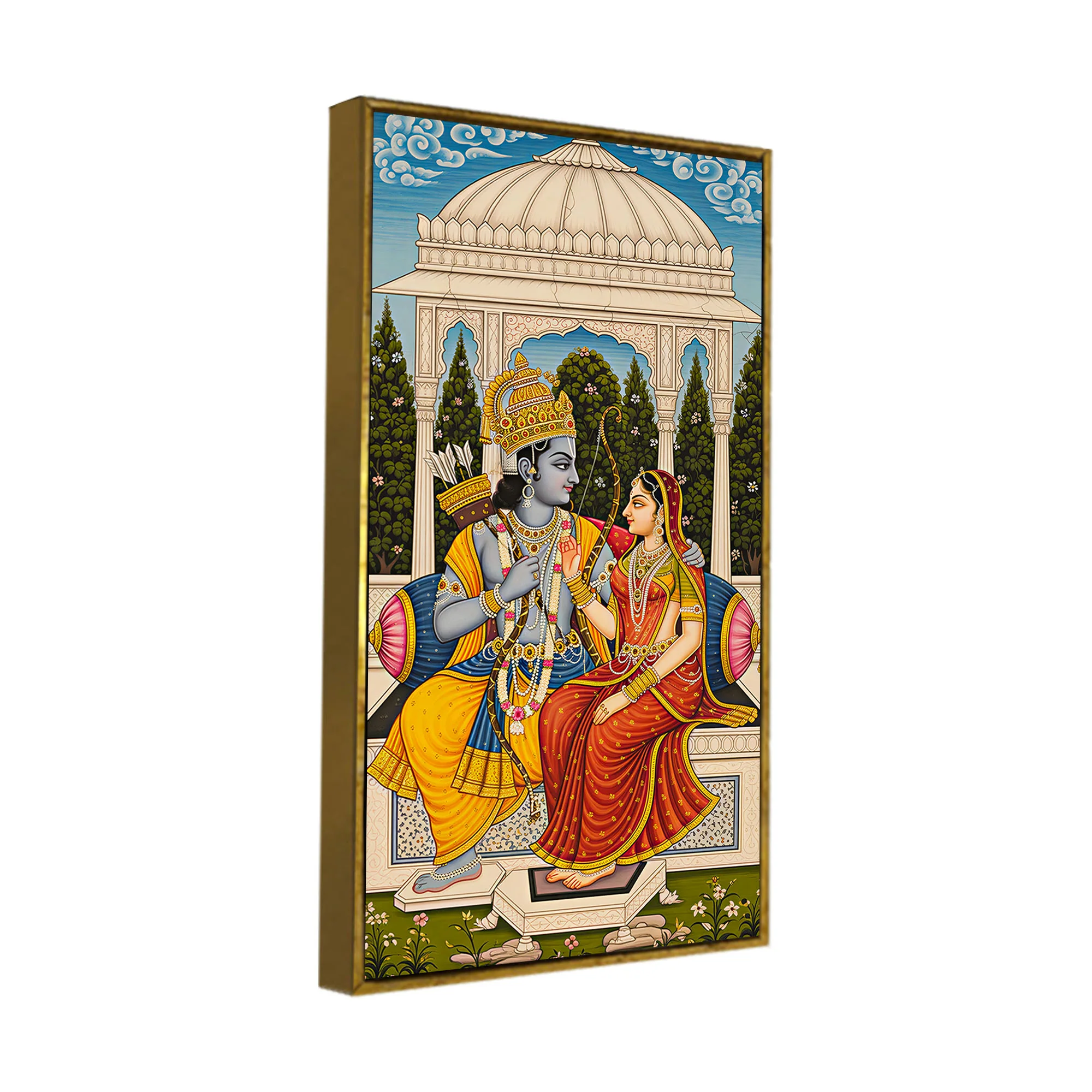 Ram Sita Sitting Together Canvas Wall Painting | Spiritual Home Decor - Image 6