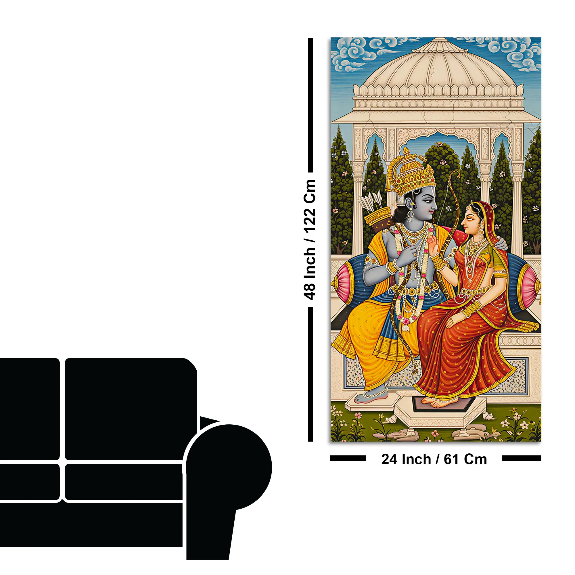 Ram Sita Sitting Together Canvas Wall Painting | Spiritual Home Decor - Image 8