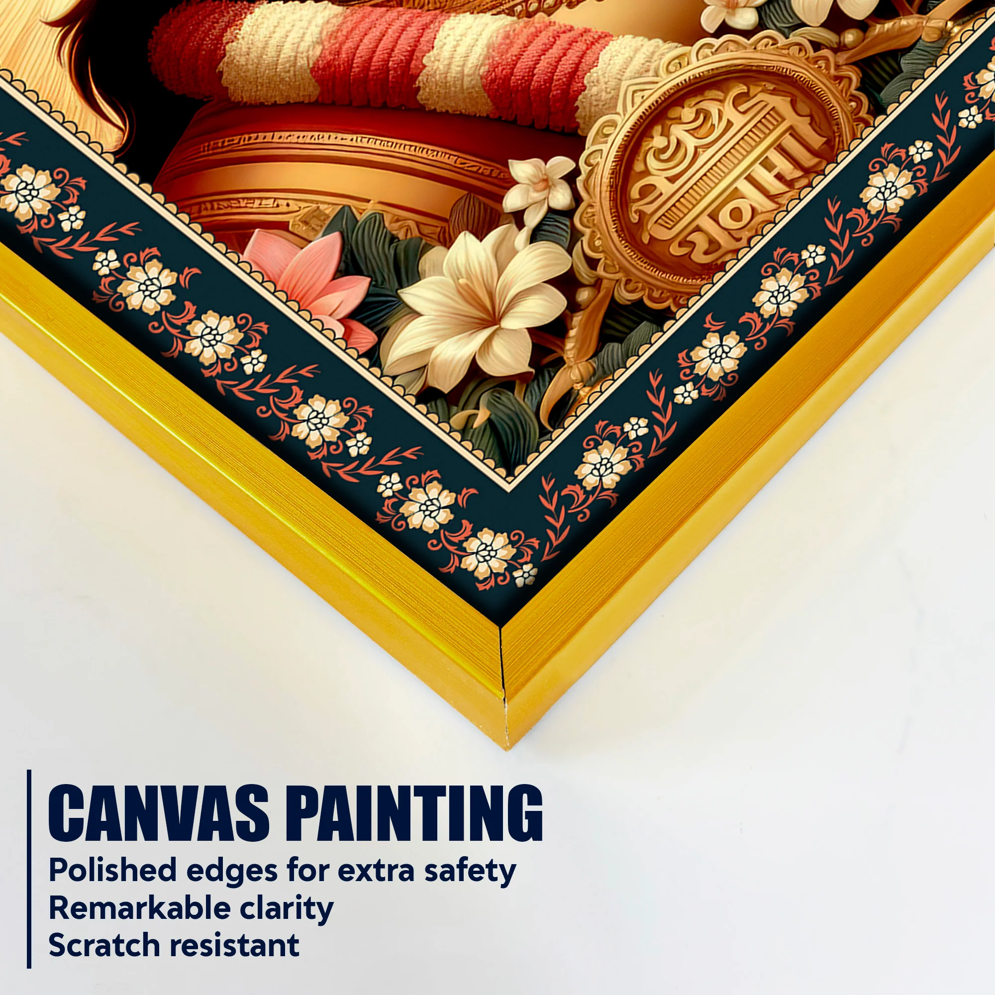 Rama Doota Hanuman Floral Border Vertical Wall Painting - Image 5