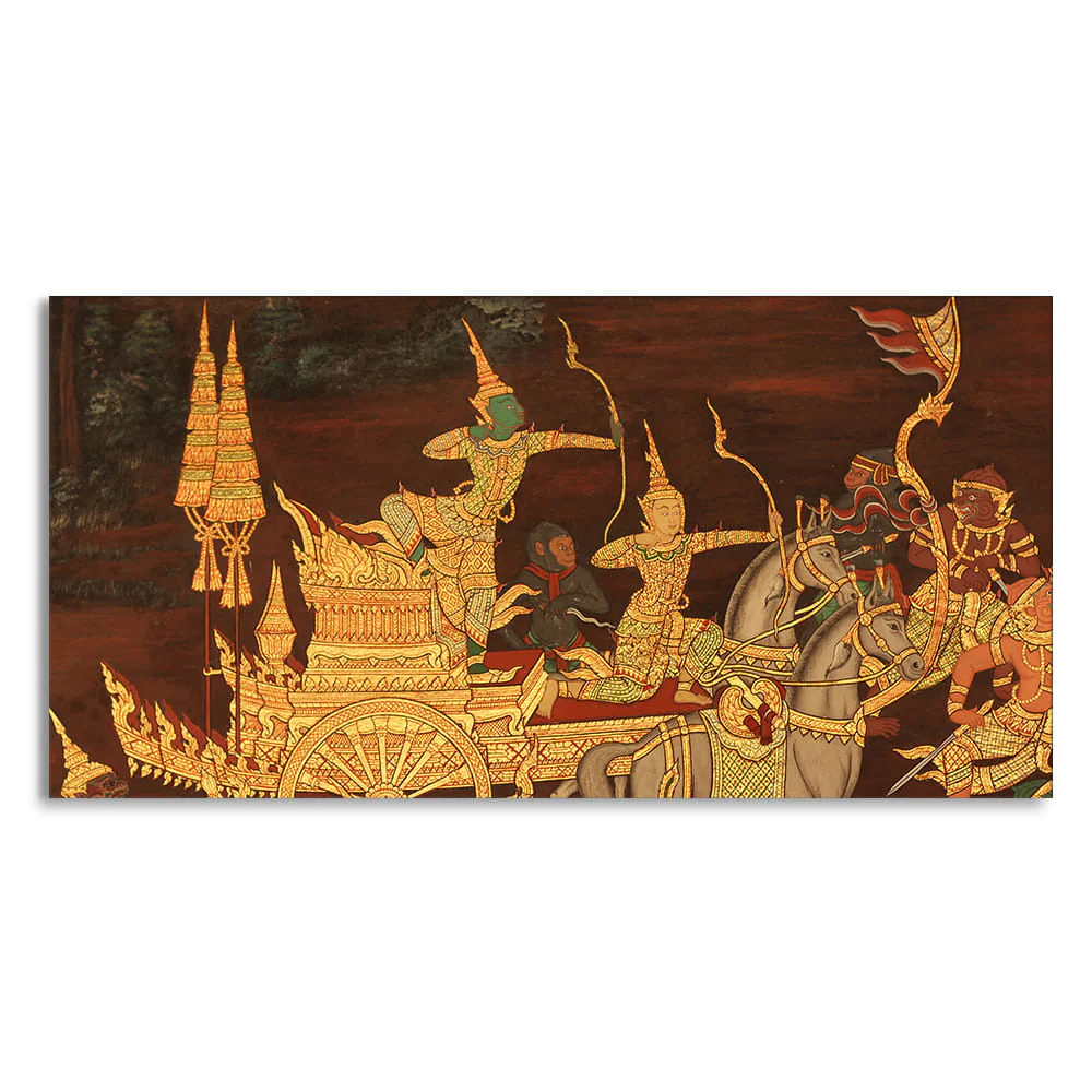 Ramayana Story at the Emerald Buddha Temple Canvas Wall Painting - Image 4