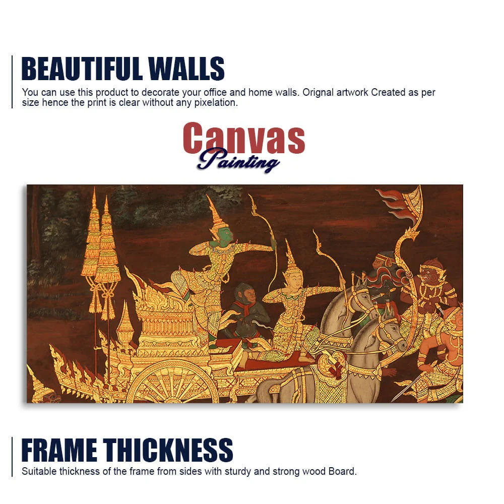 Ramayana Story at the Emerald Buddha Temple Canvas Wall Painting - Image 6