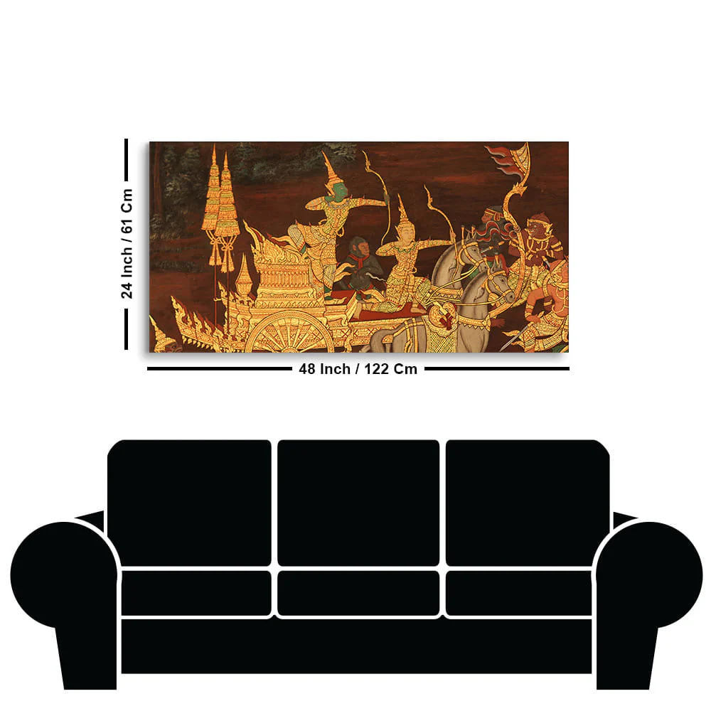 Ramayana Story at the Emerald Buddha Temple Canvas Wall Painting - Image 7