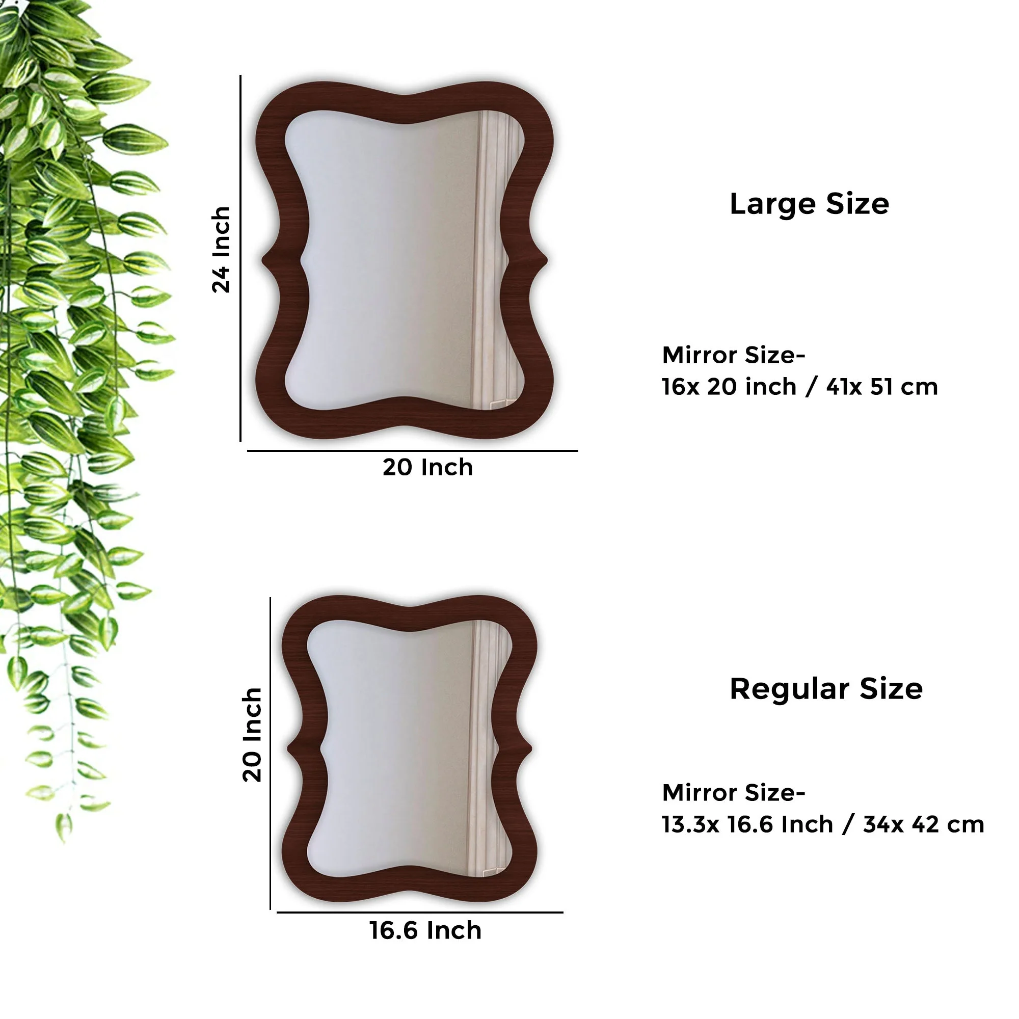 Rectangular Wavy Shaped Wooden Wall Mirror - Image 3