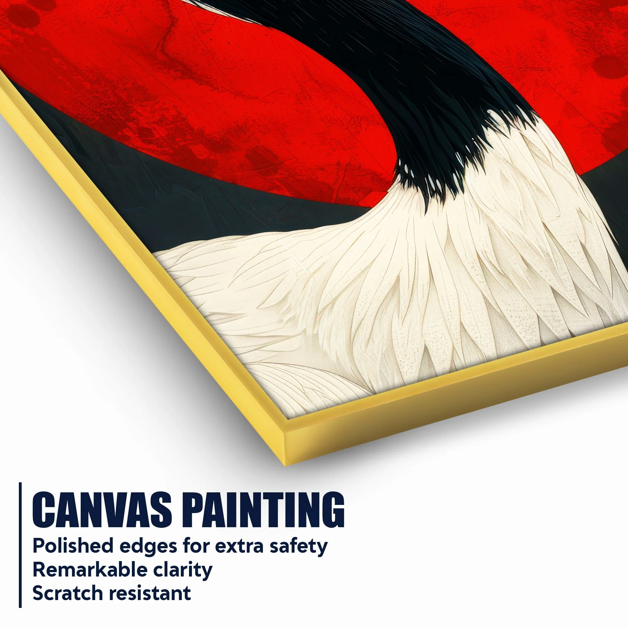 Red Crowned Crane Cotton Canvas Wall Painting - Image 4