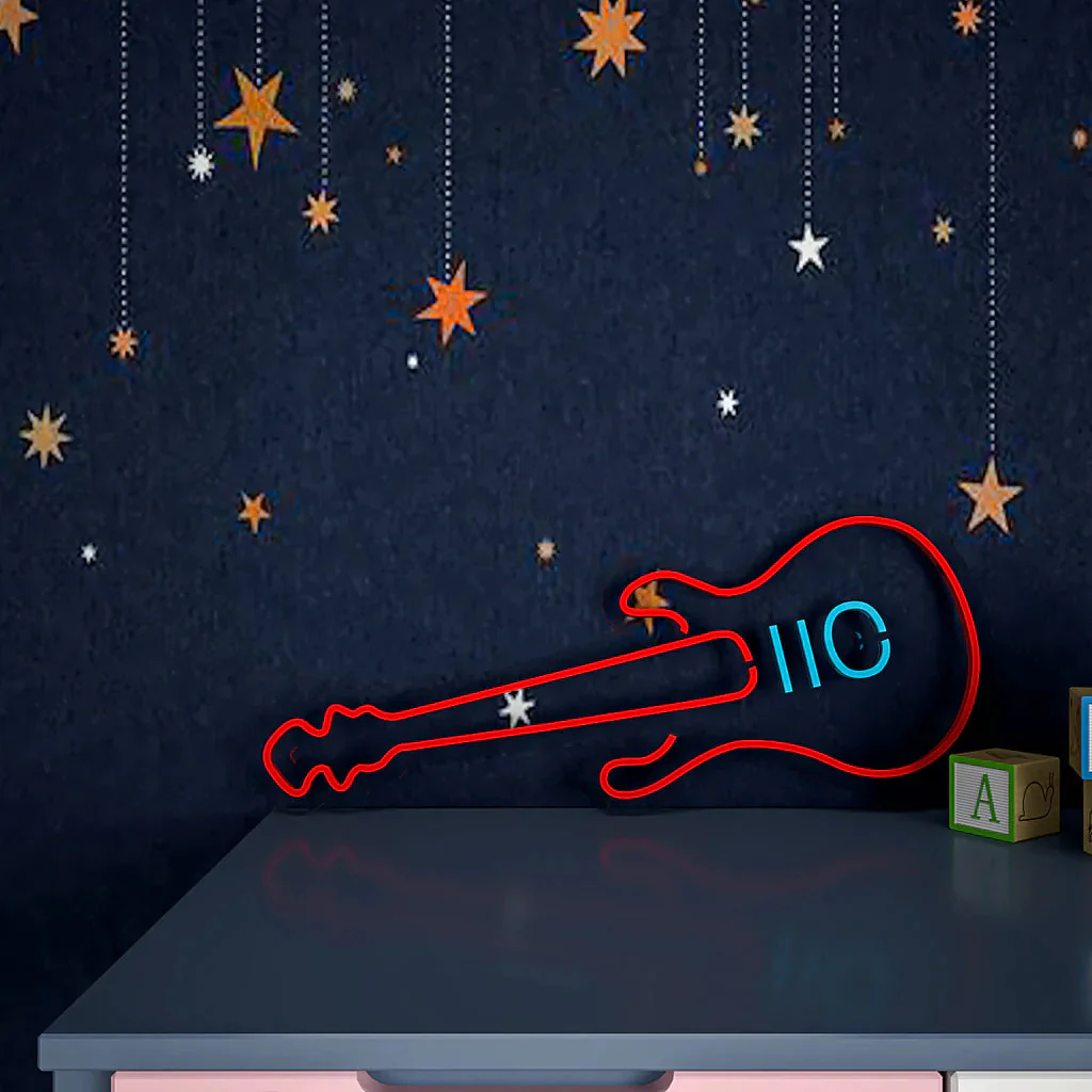 Red Guitar Design Neon LED Light - Image 4