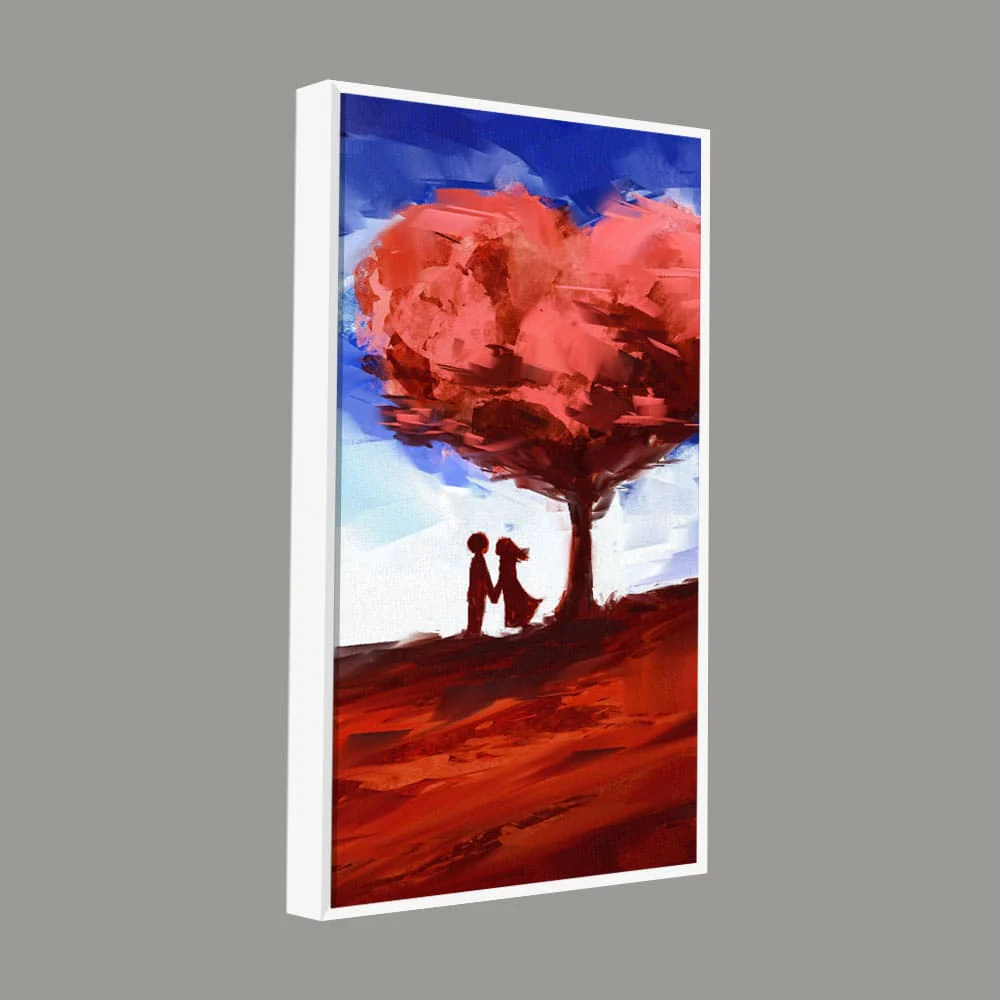 Red Love Heart Tree with Couple Premium Canvas Wall Painting - Image 5