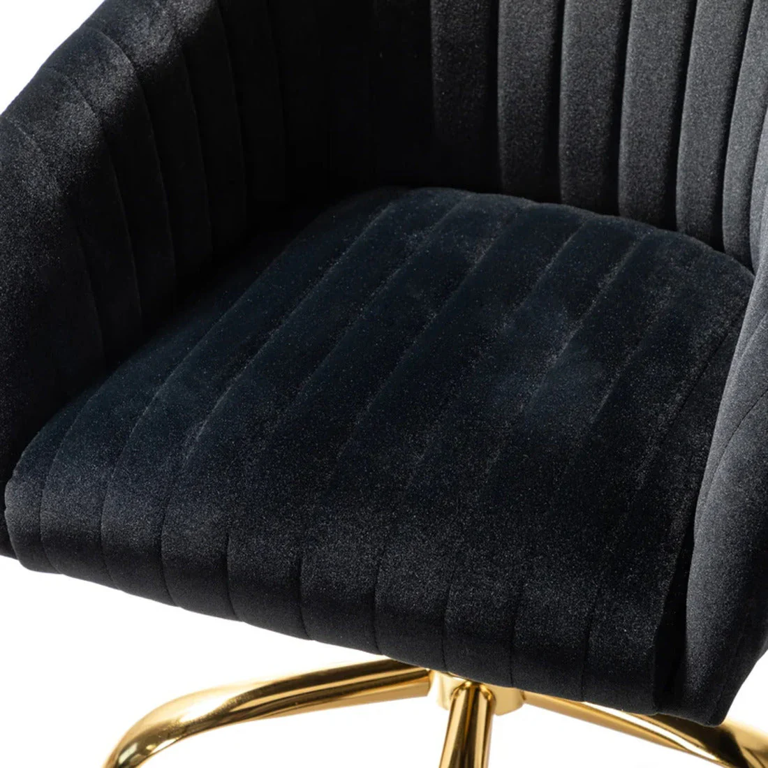 Refined Black Tufted Velvet Premium Armchair with Golden Legs - Image 6