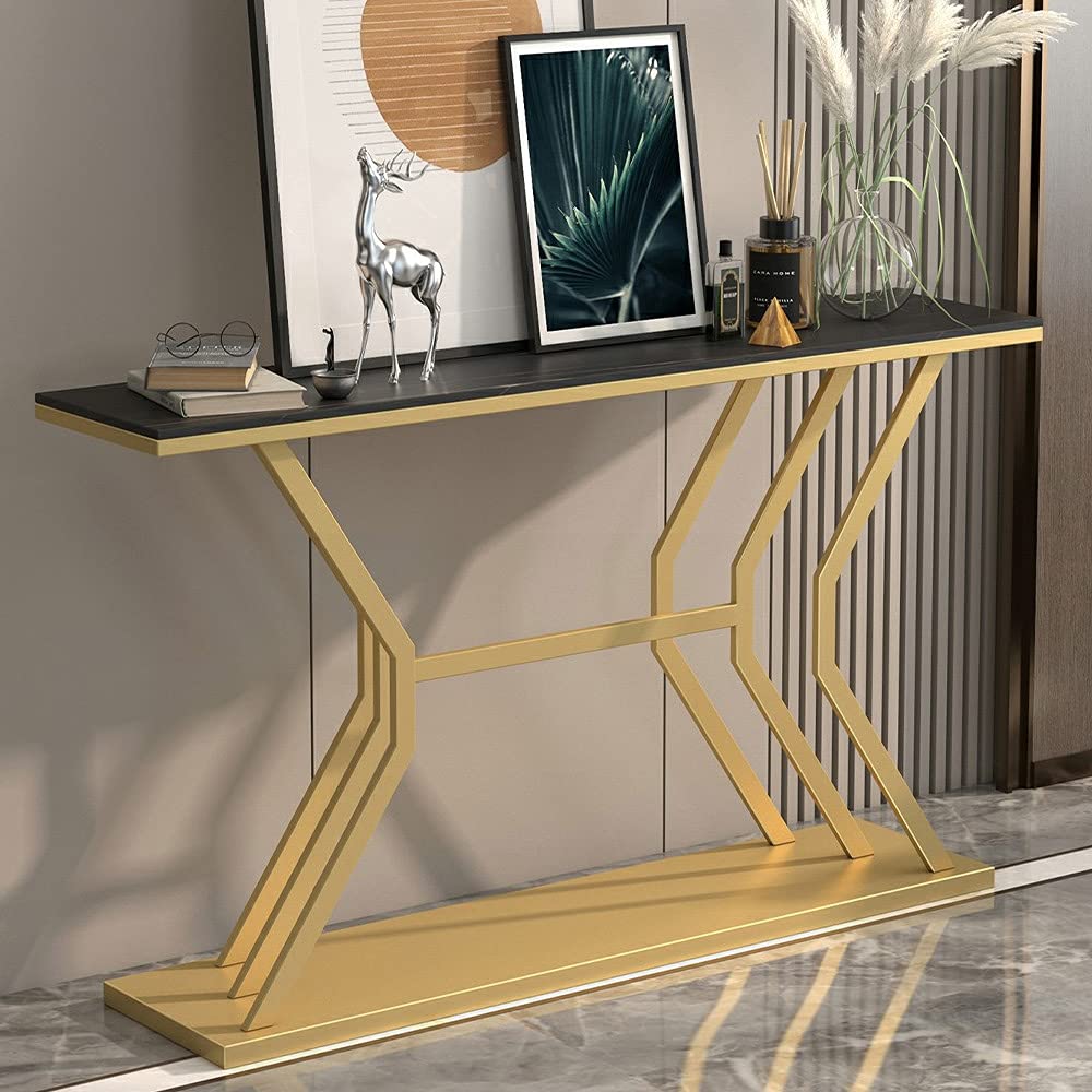 Refined Luxury Black Marble Hallway Console Table - Image 2