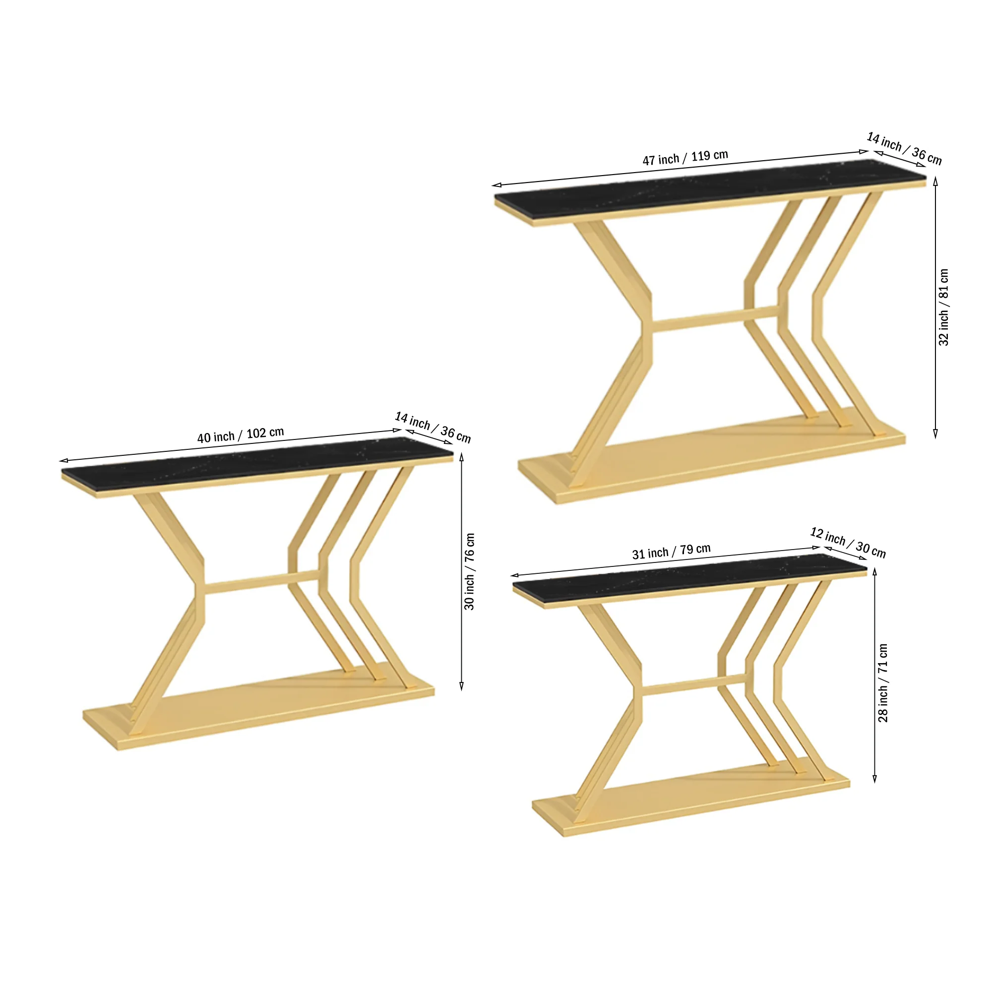 Refined Luxury Black Marble Hallway Console Table - Image 4