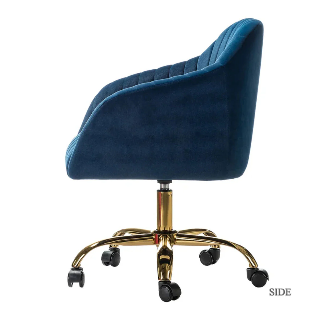 Refined Navy Blue Tufted Velvet Premium Armchair with Golden Legs - Image 7