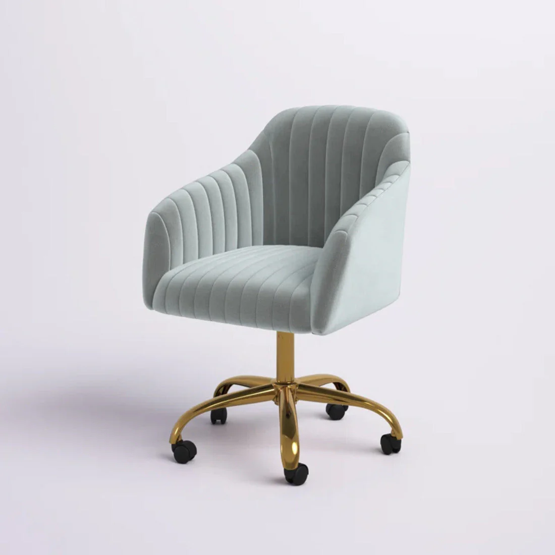 Refined White Tufted Velvet Comfy Armchair with Golden Legs - Image 2