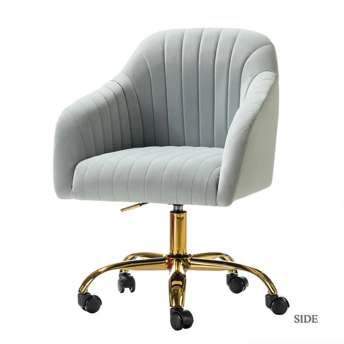 Refined White Tufted Velvet Comfy Armchair with Golden Legs - Image 3