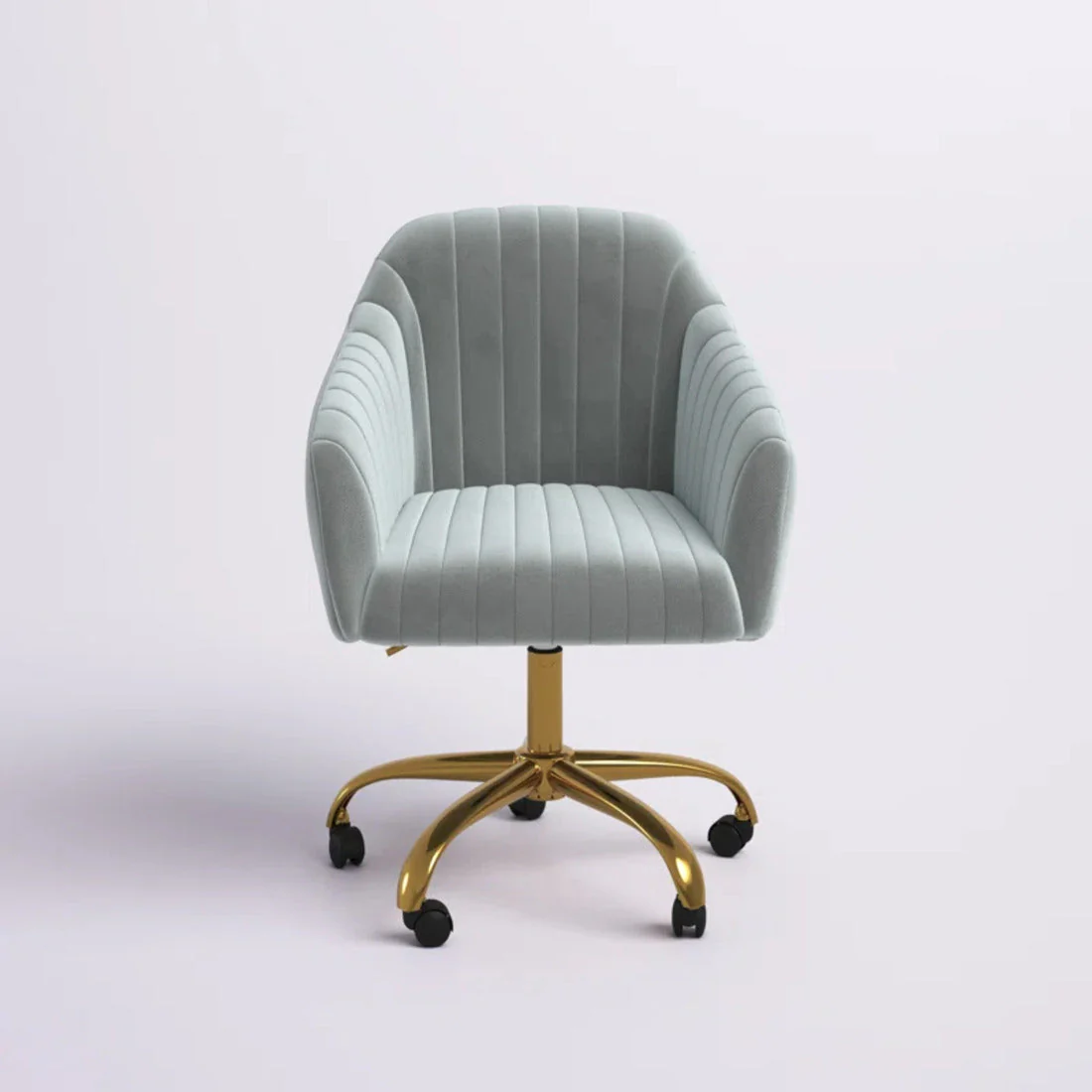 Refined White Tufted Velvet Comfy Armchair with Golden Legs - Image 5