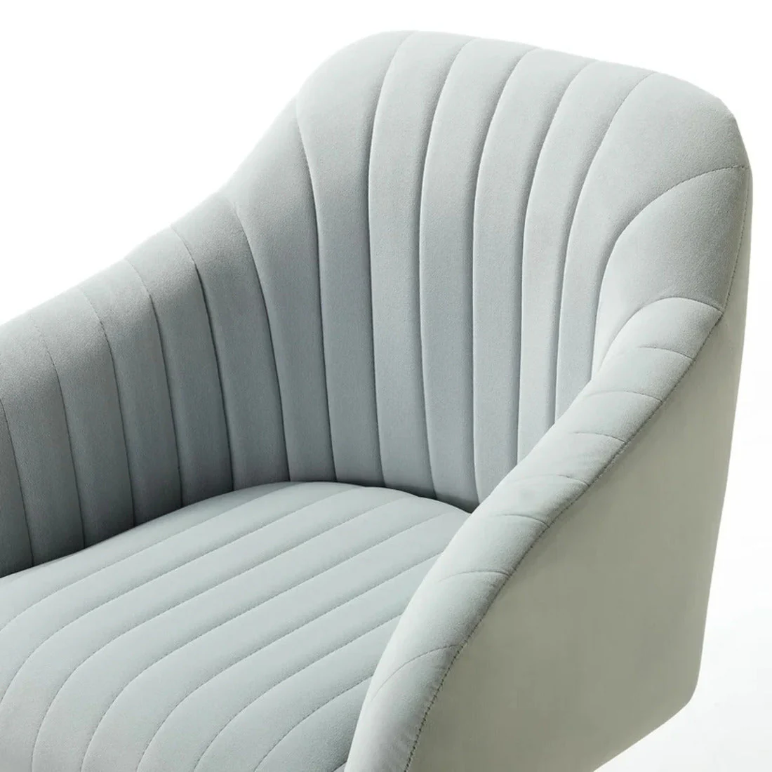 Refined White Tufted Velvet Comfy Armchair with Golden Legs - Image 8