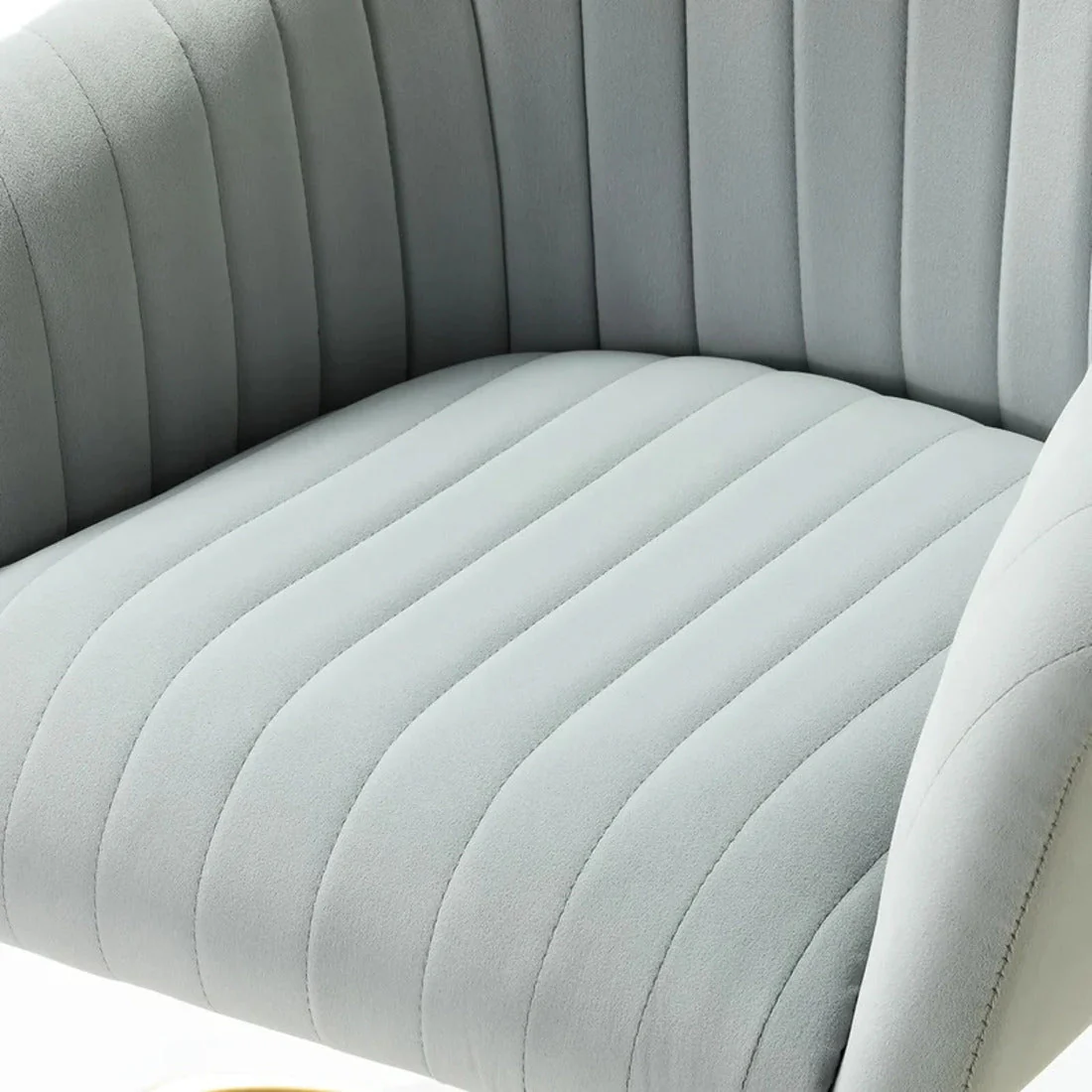Refined White Tufted Velvet Comfy Armchair with Golden Legs - Image 9