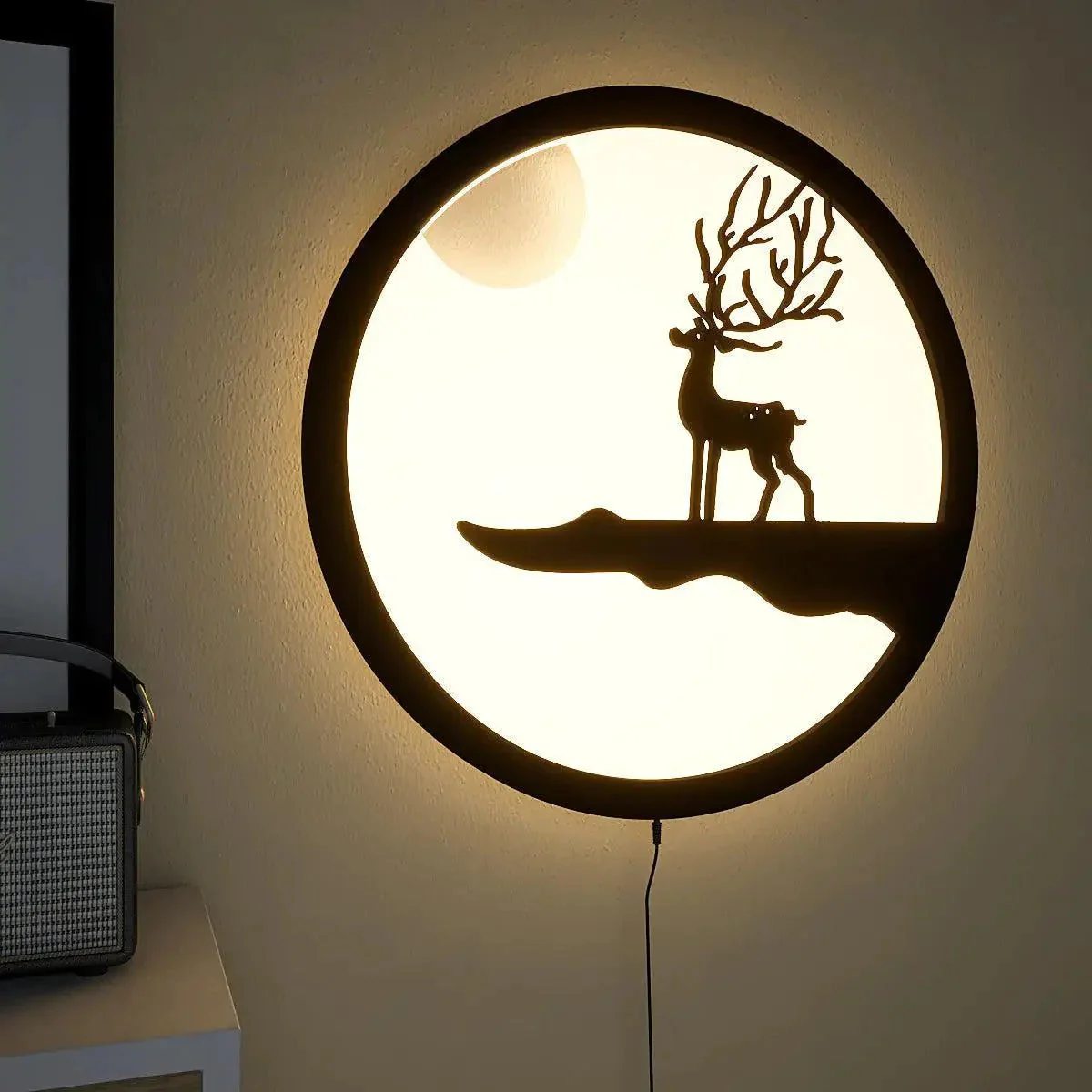 Reindeer Designer Backlit Wooden Wall Decor with LED Night Light - Image 2