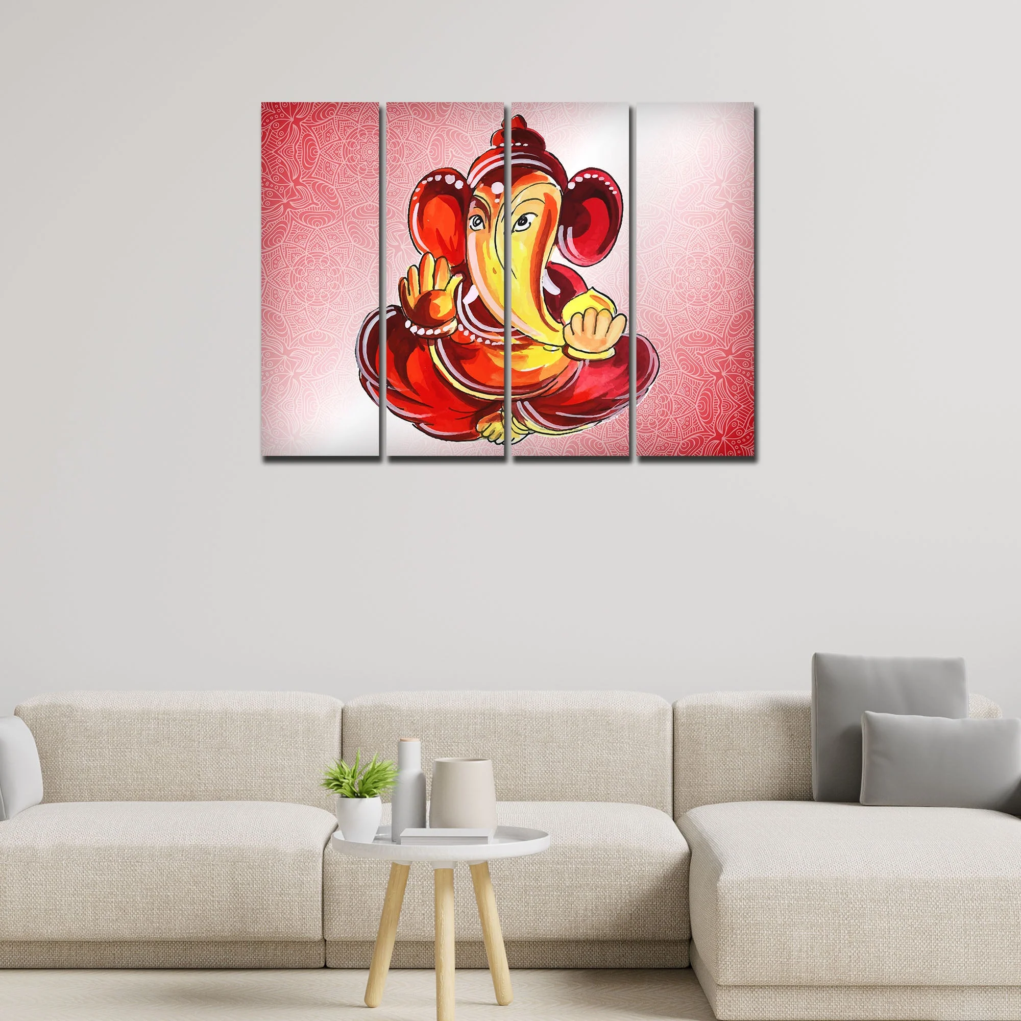 Religious Lord Ganesha Canvas Wall Painting Set of Four - Image 3