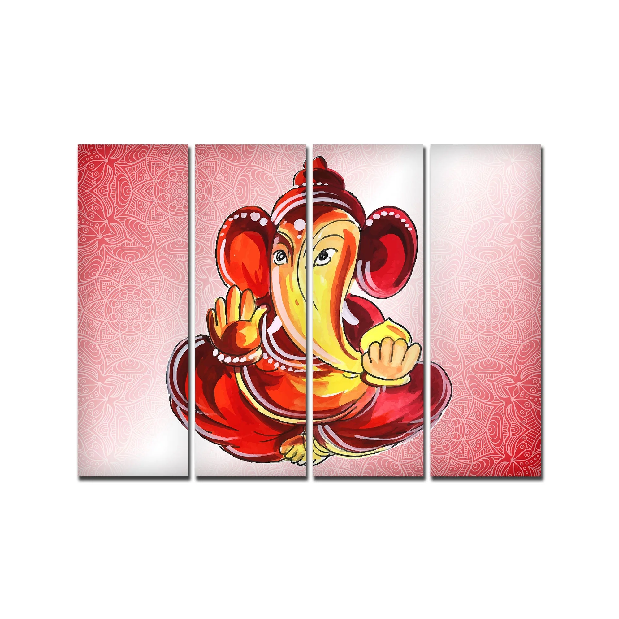 Religious Lord Ganesha Canvas Wall Painting Set of Four - Image 4
