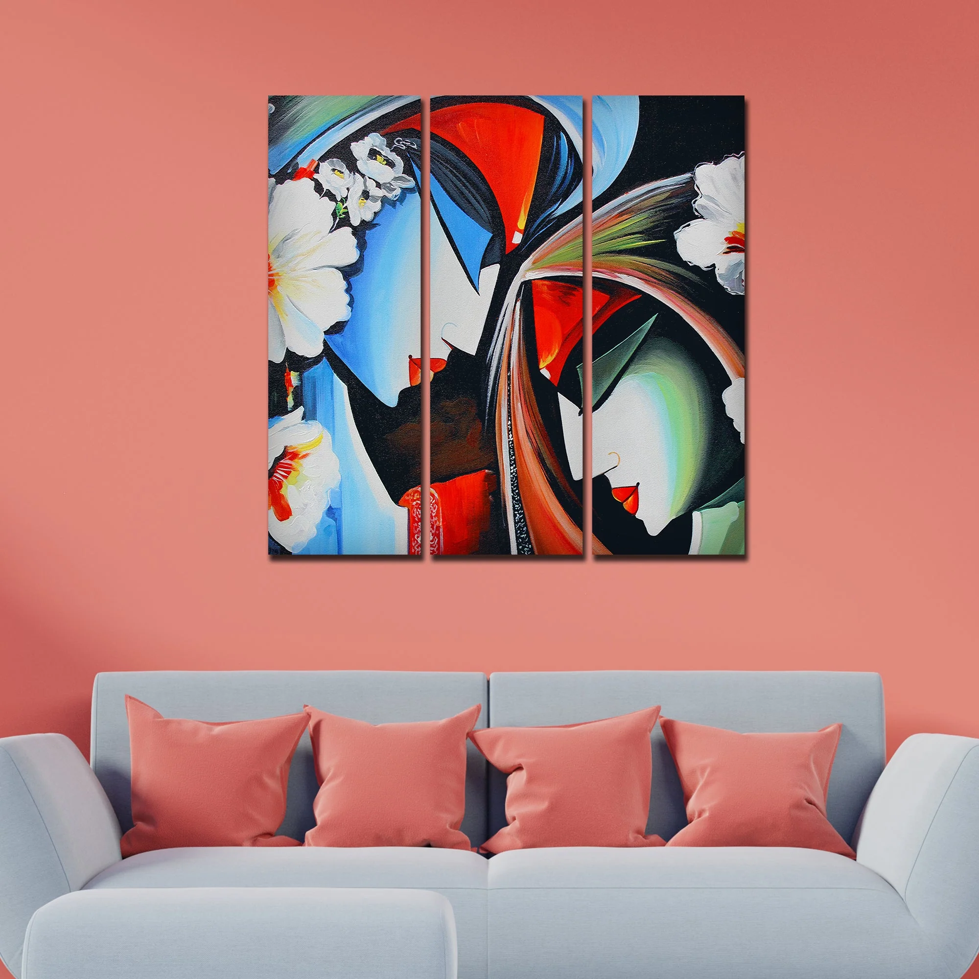 Religious Lord Radha Krishna Wall Painting Set of 3 Pieces - Image 3