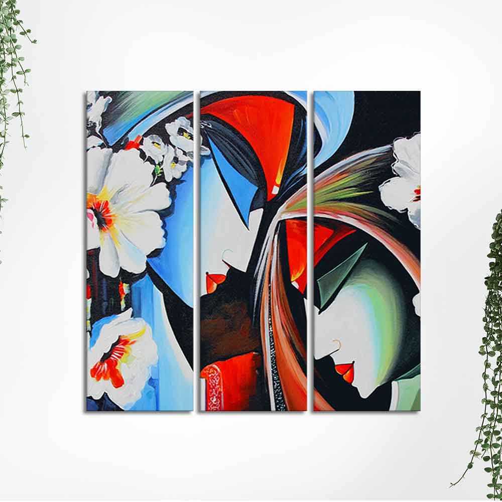 Religious Lord Radha Krishna Wall Painting Set of 3 Pieces - Image 5
