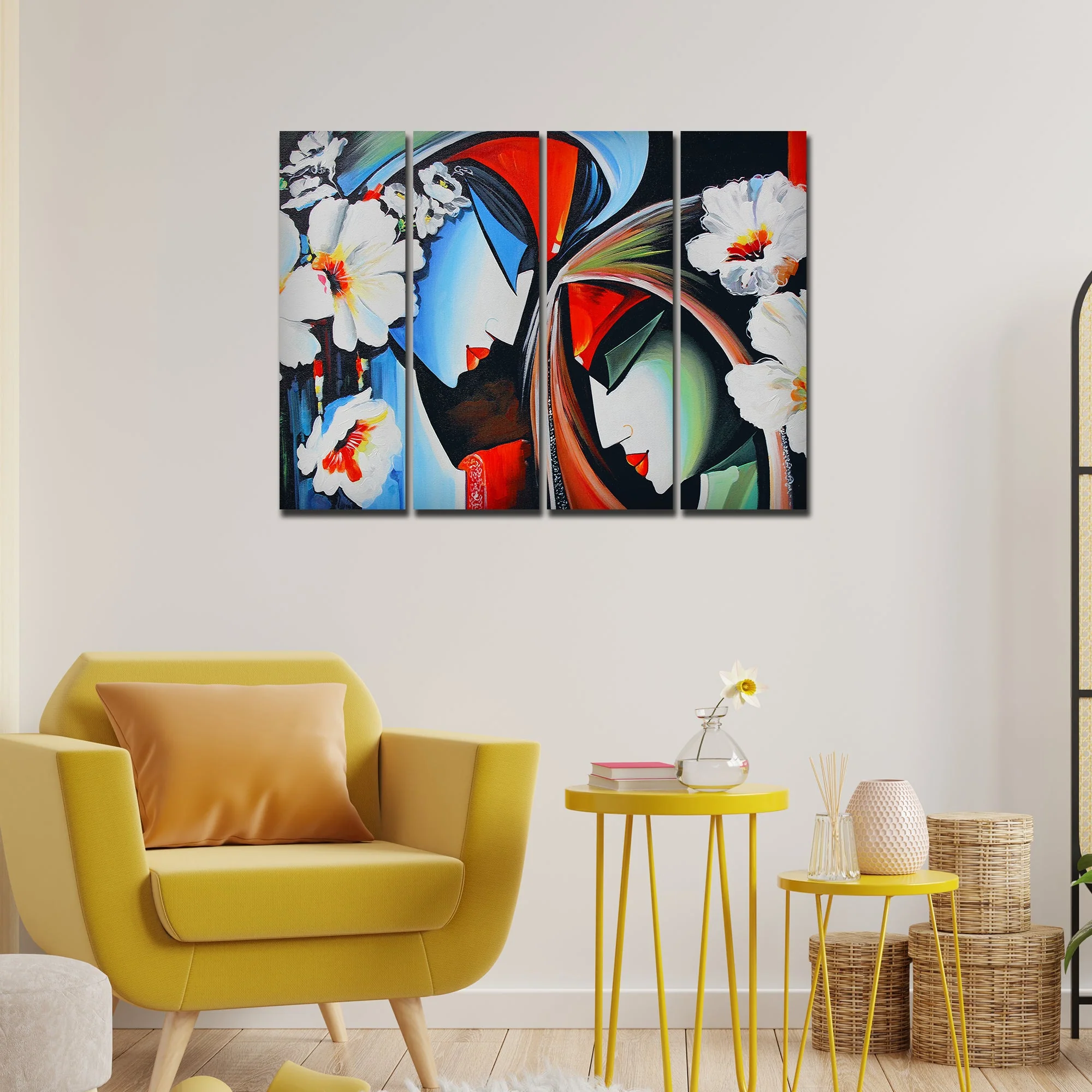 Religious Lord Radha Krishna Wall Painting Set of 4 Pieces - Image 3