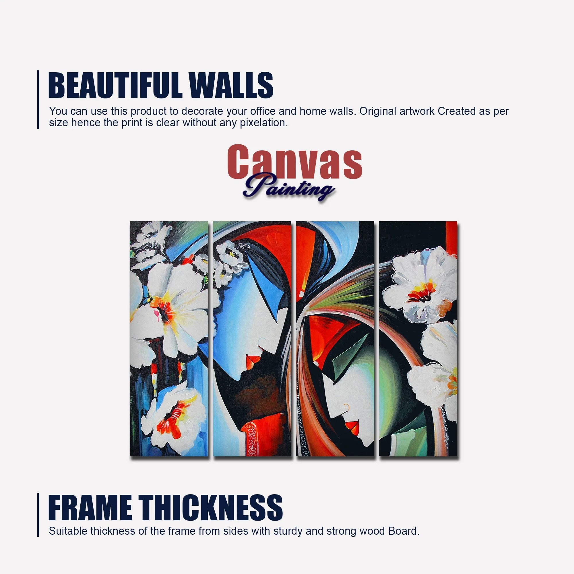 Religious Lord Radha Krishna Wall Painting Set of 4 Pieces - Image 5