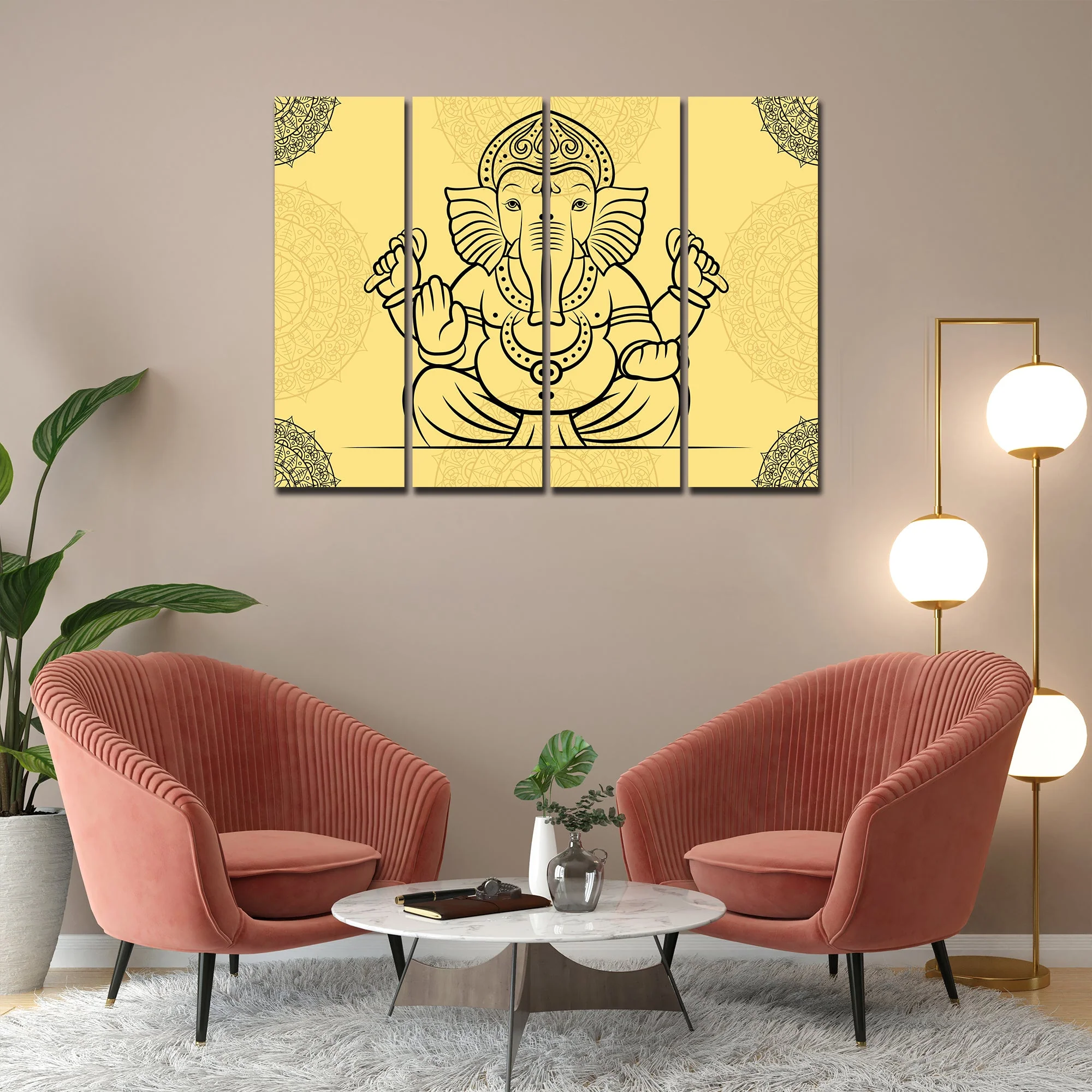 Religious Shree Ganesh Wall Painting Set of 4 - Image 2