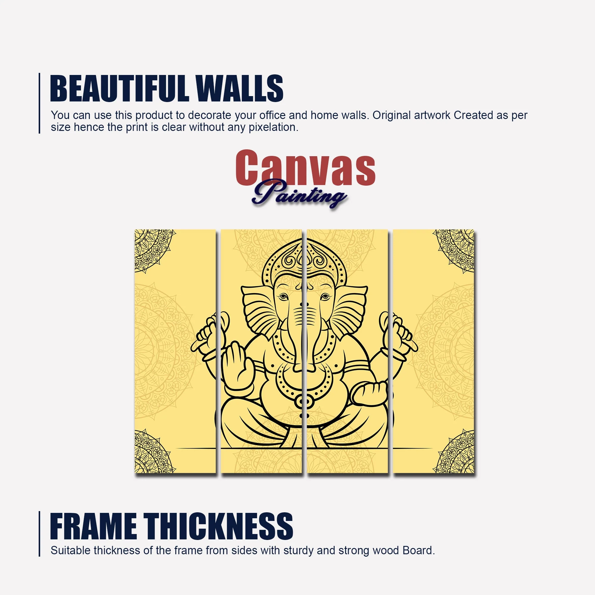 Religious Shree Ganesh Wall Painting Set of 4 - Image 5